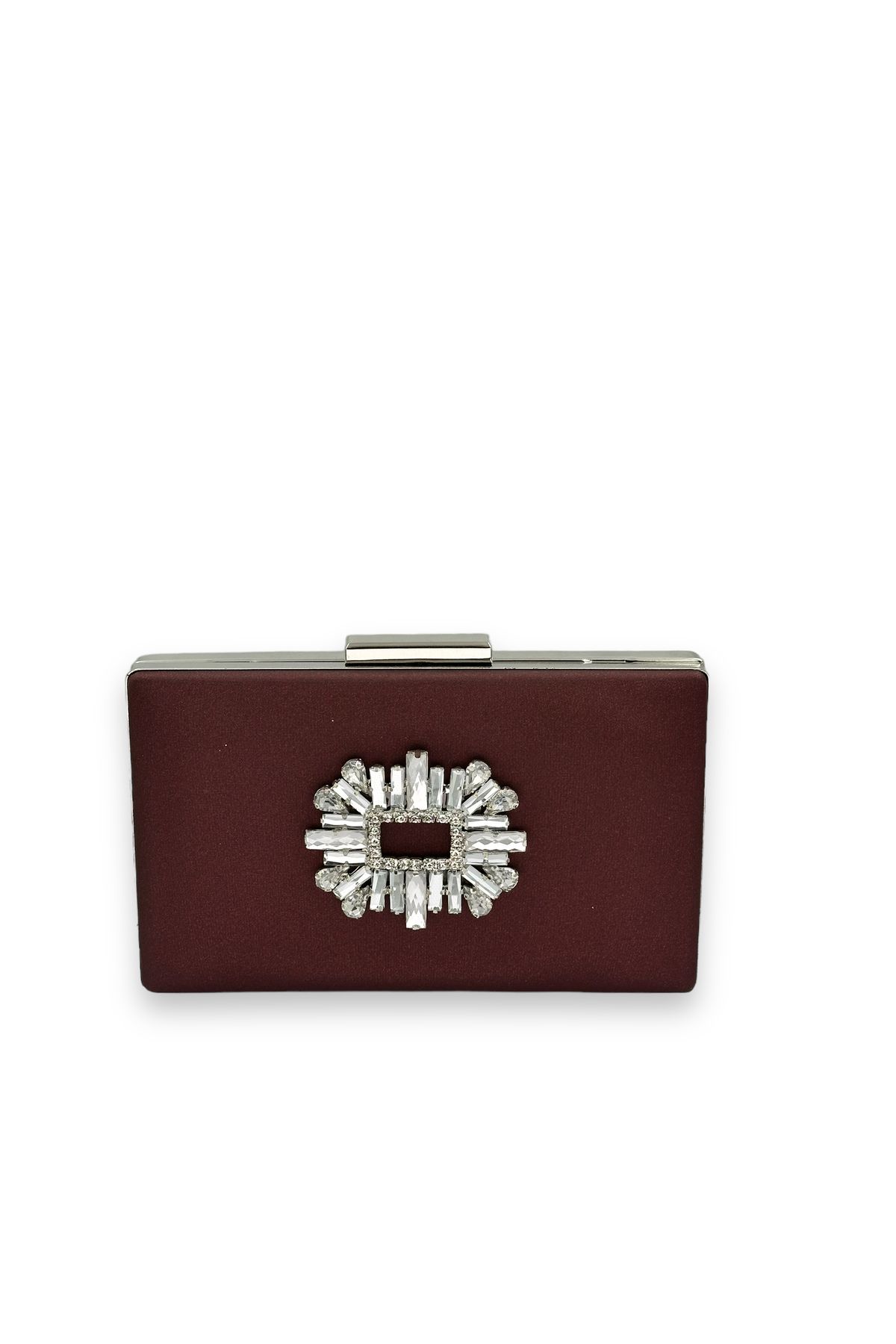 Biçanta Culoarea Bordeaux Anti-zgârieturi Satin Argintiu Piatră Geantă Pentru Rochie De Seară Geantă De Logodnă De Nuntă Femeie - One Size