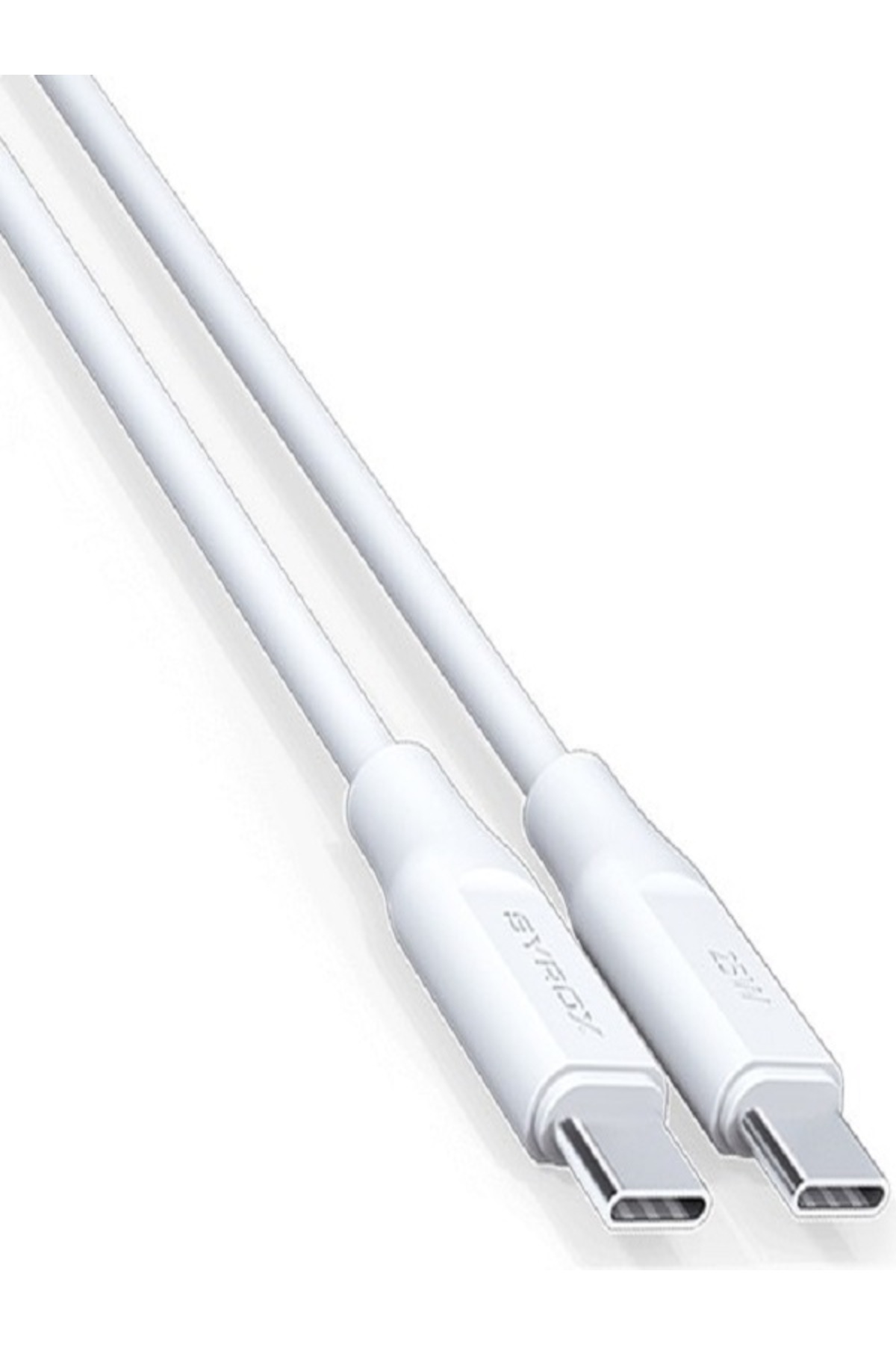 Syrox Type-C To Type-C Pd 25W Hızlı Data/şarj Kablosu 1mt Beyaz (Her İki Ucu da Type-C Dir) PD25TK