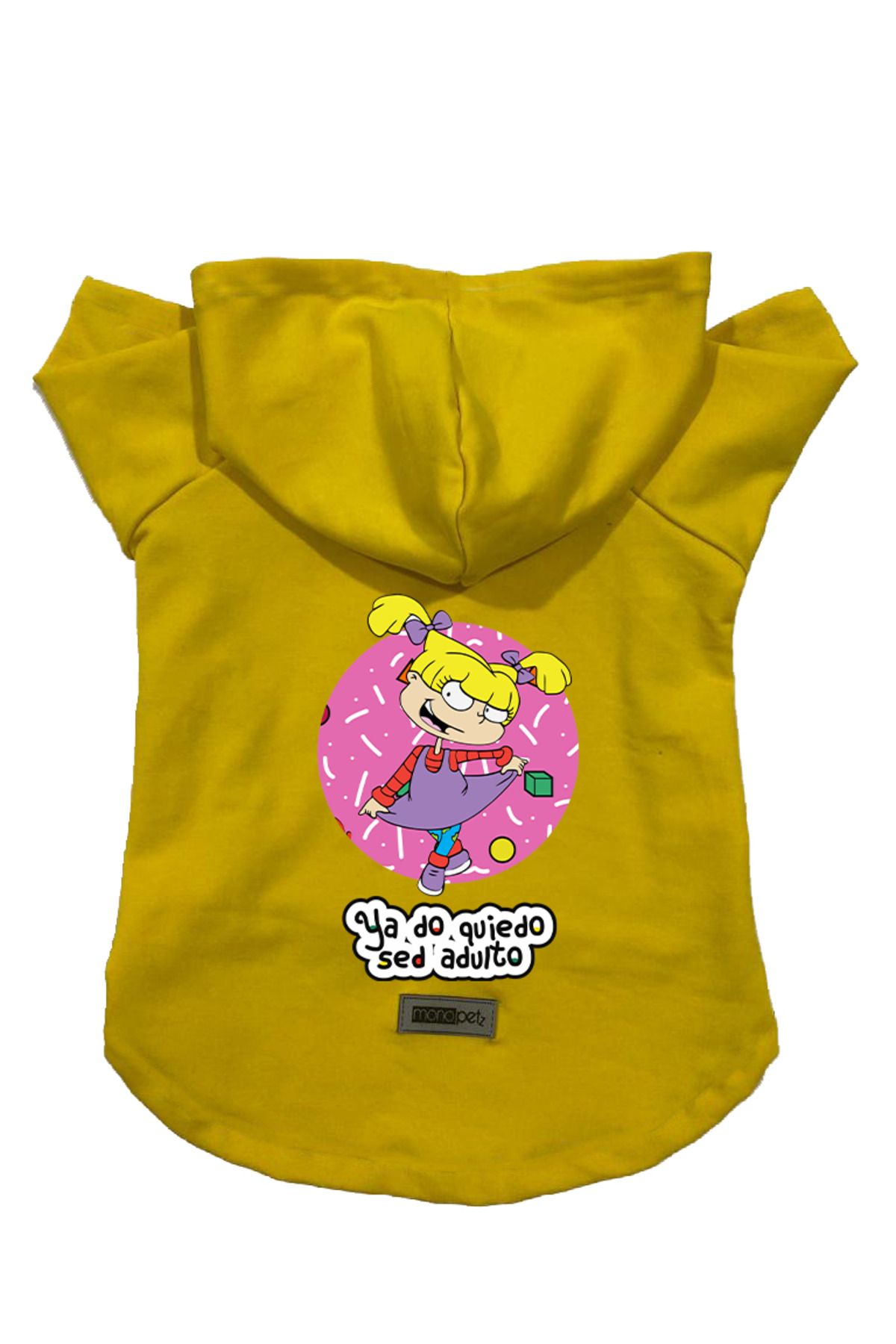 Monopetz ژاکت پشمی کلاهدار لباس و سگ گربه - Yellow Rugrats Angelica DJTRUGRATSANGELICA2022