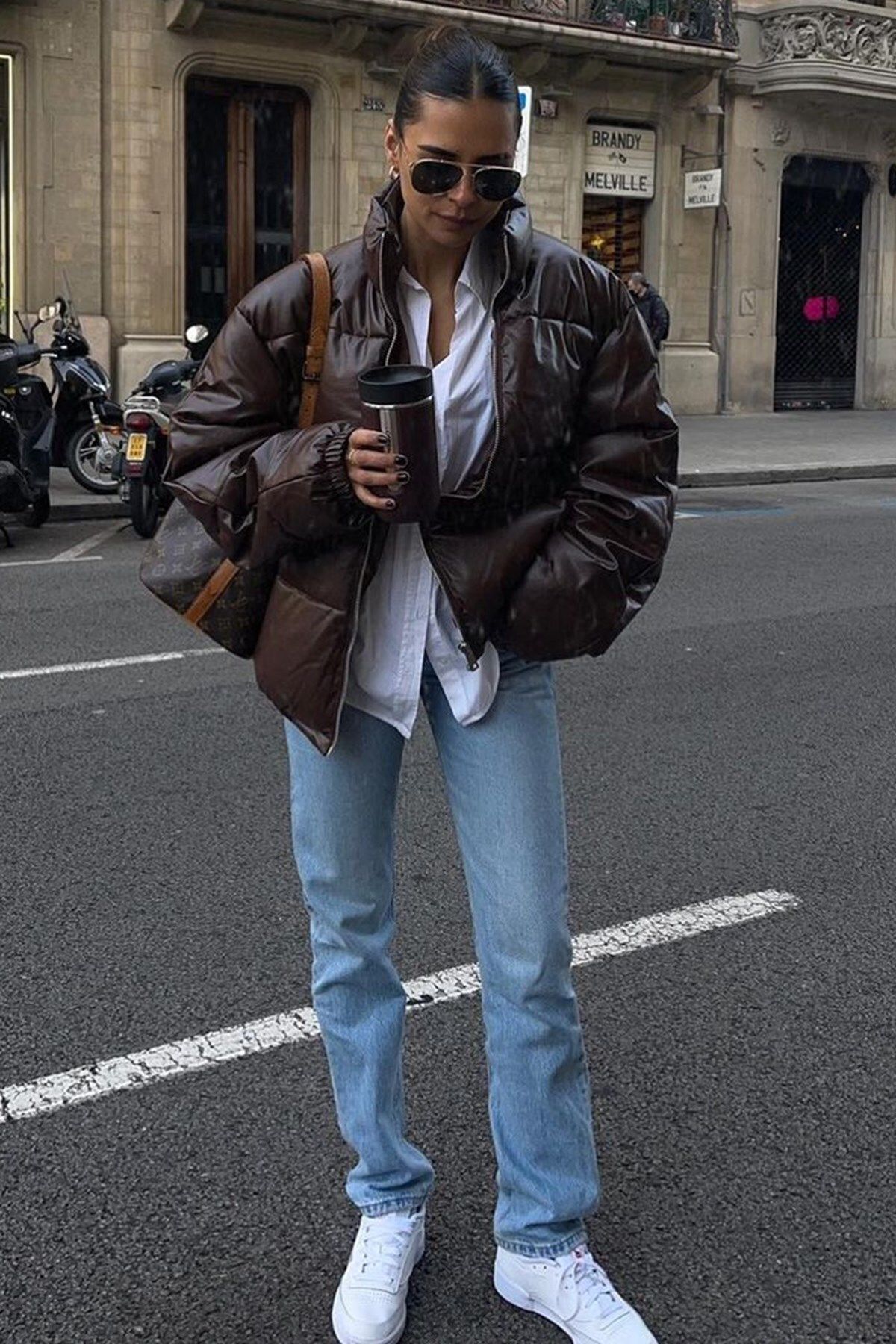 Madmext Brown Oversize Basic Leather Coat Mg1387 Trendyol