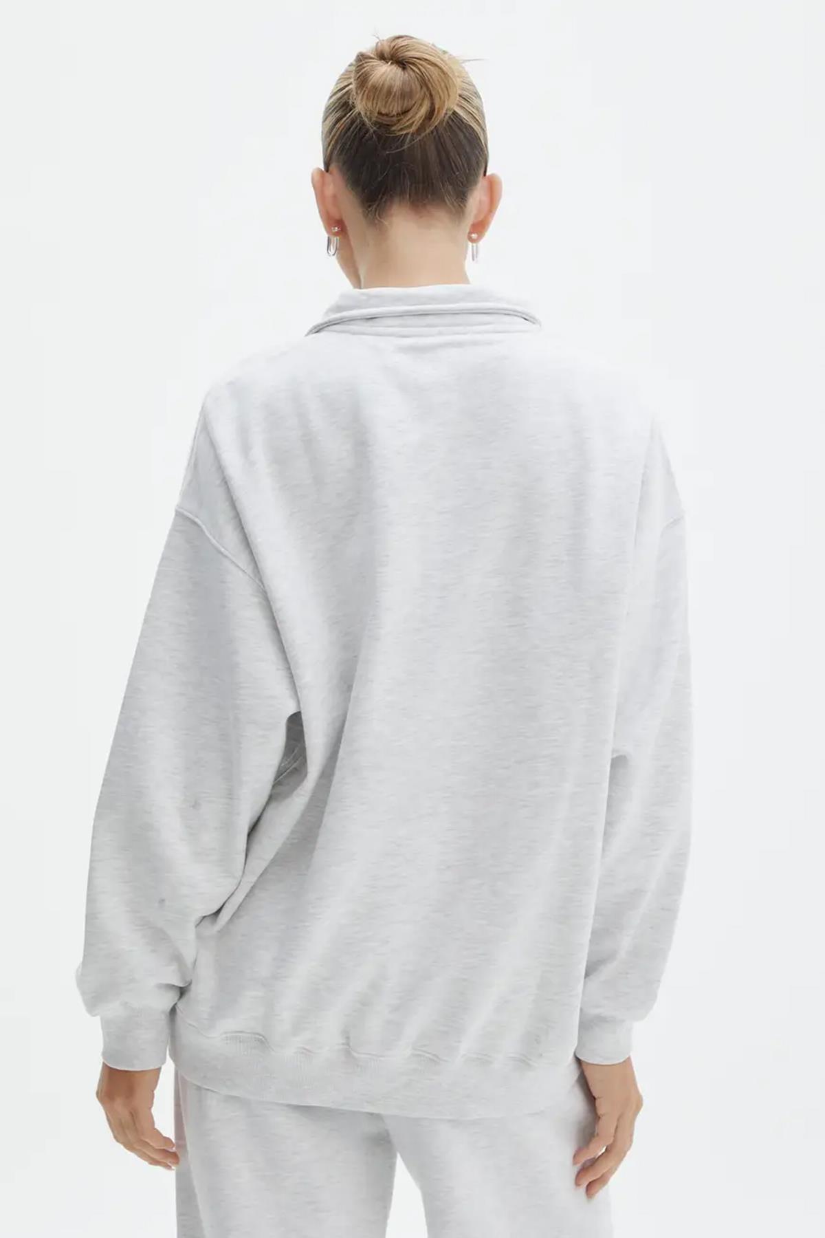 MDX Beige Oversize Sweatshirt with Zipper Detail MG1933 - Palm Harbor main image 1