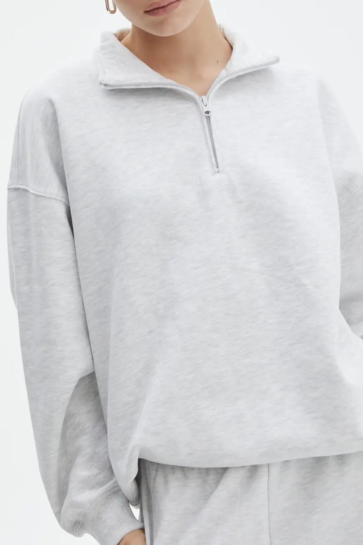 MDX Beige Oversize Sweatshirt with Zipper Detail MG1933 - Palm Harbor main image 0