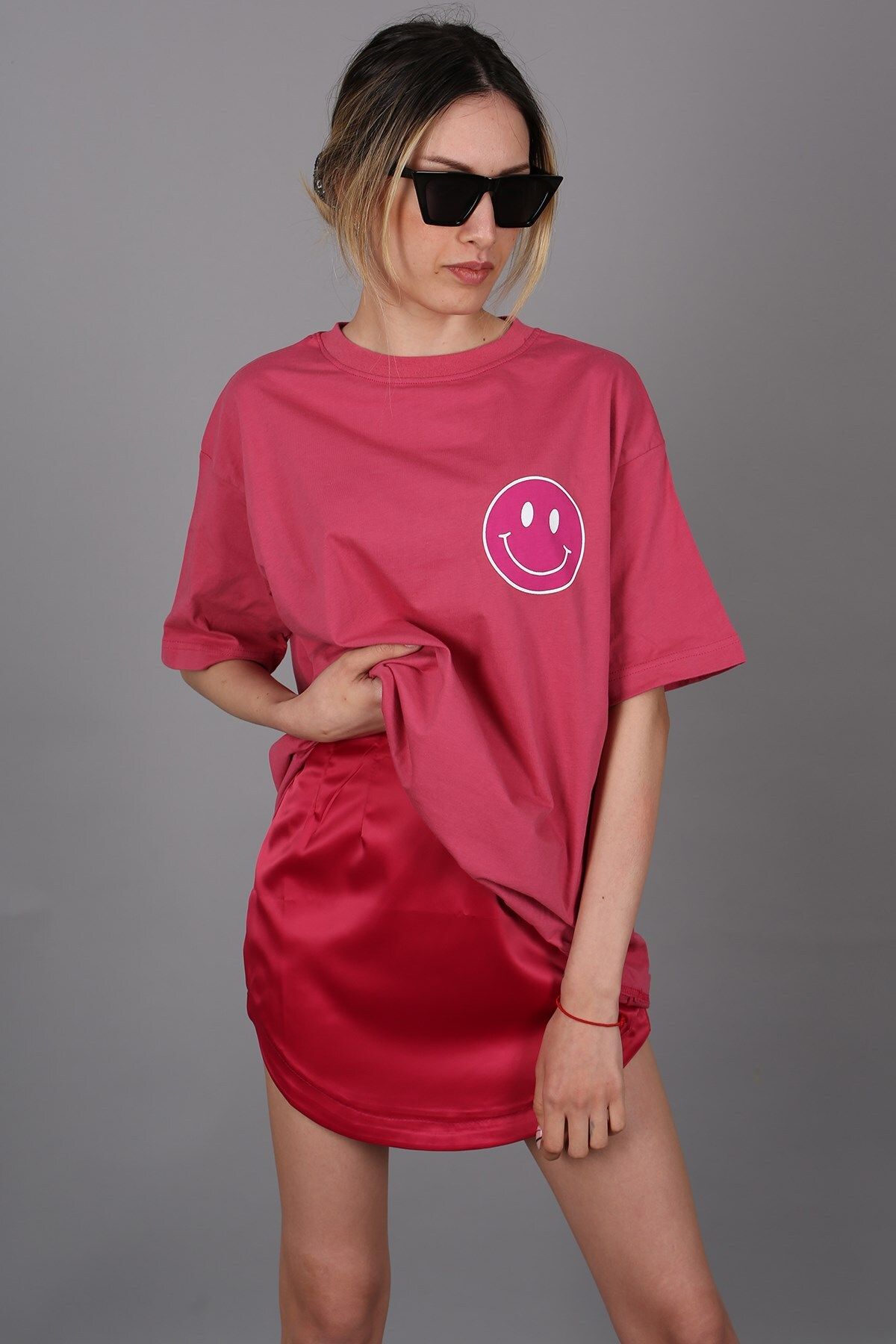 Madmext تی شرت زنانه یقه گرد با چاپ پشت صورتی