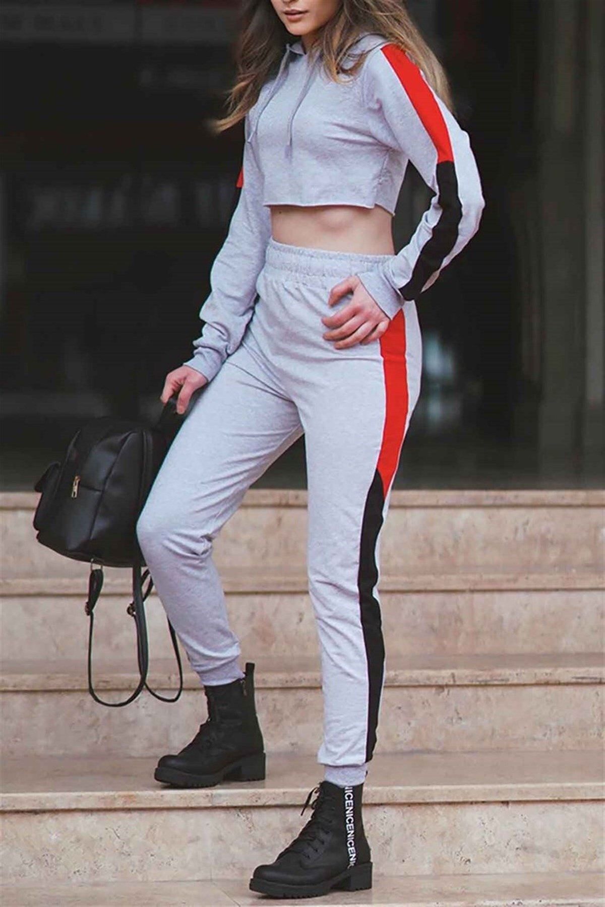 Madmext ست لباس ورزشی زنانه راه سرپوش خاکستری MG1599