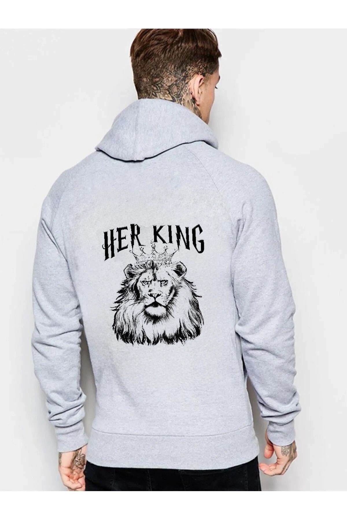 Mythologie Her King His Queen Sevgili Cift Kombin Siyah Bask l Oversize Kapu onlu Sweatshirt