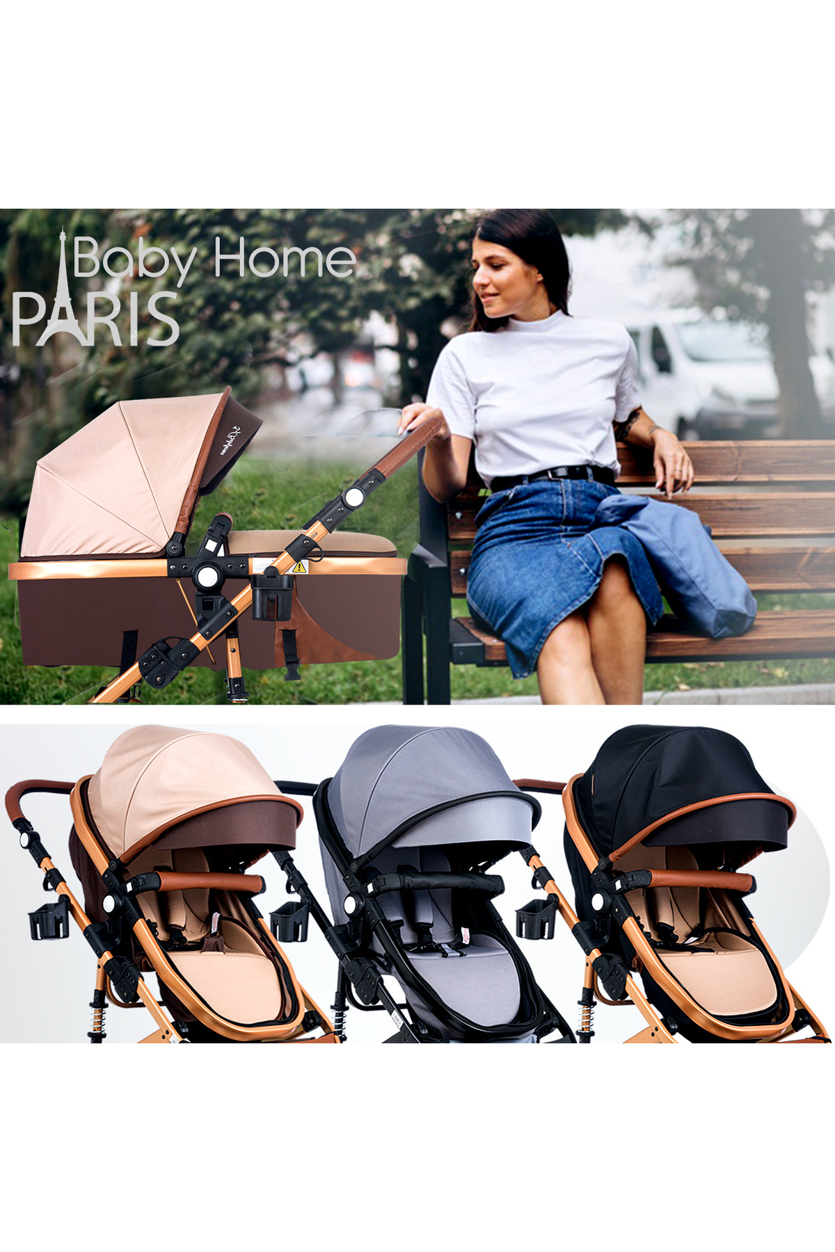Baby Home 945 Paris Amortisörlü Travel Sistem Bebek Arabası Puset fotoğrafı 7 (önizleme)