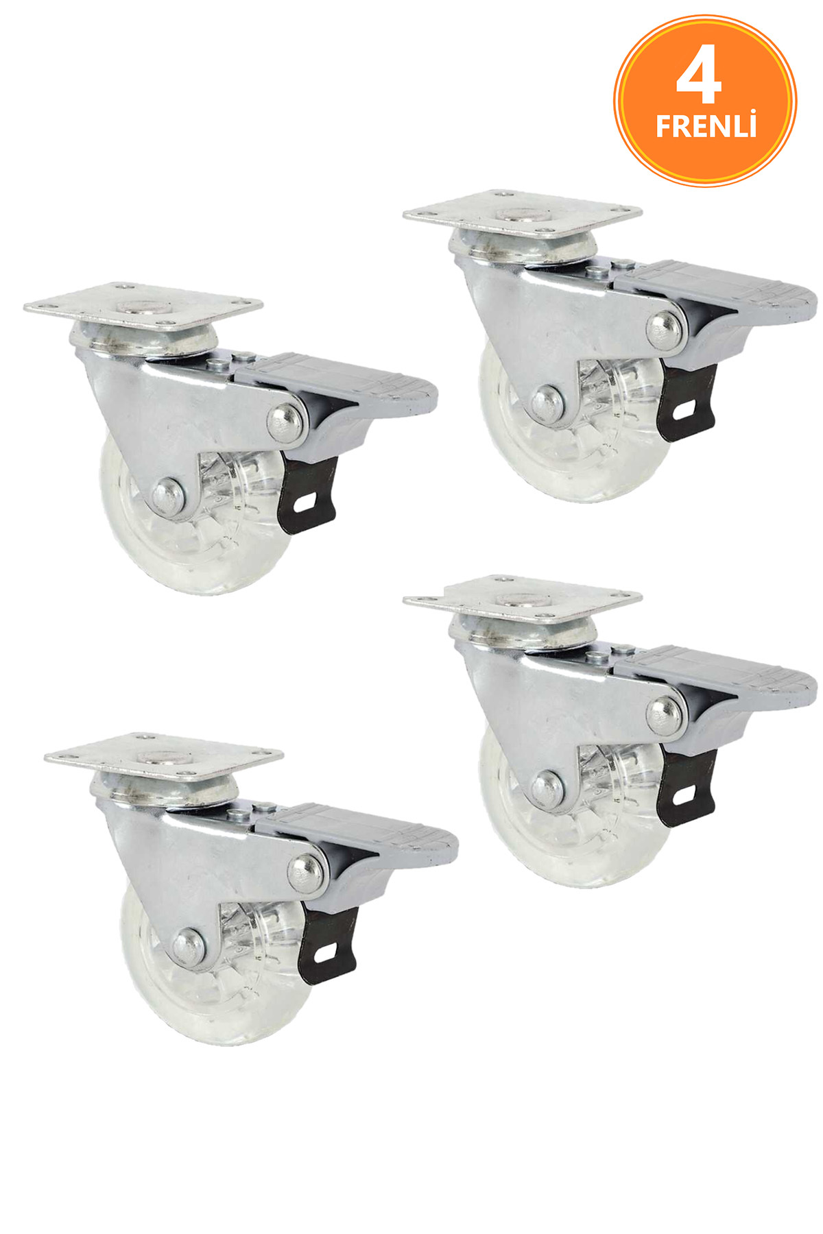 ŞENEL Yapı Market 4 Adet Frenli Şeffaf Döner Tablalı 50'lik Bilyalı ...