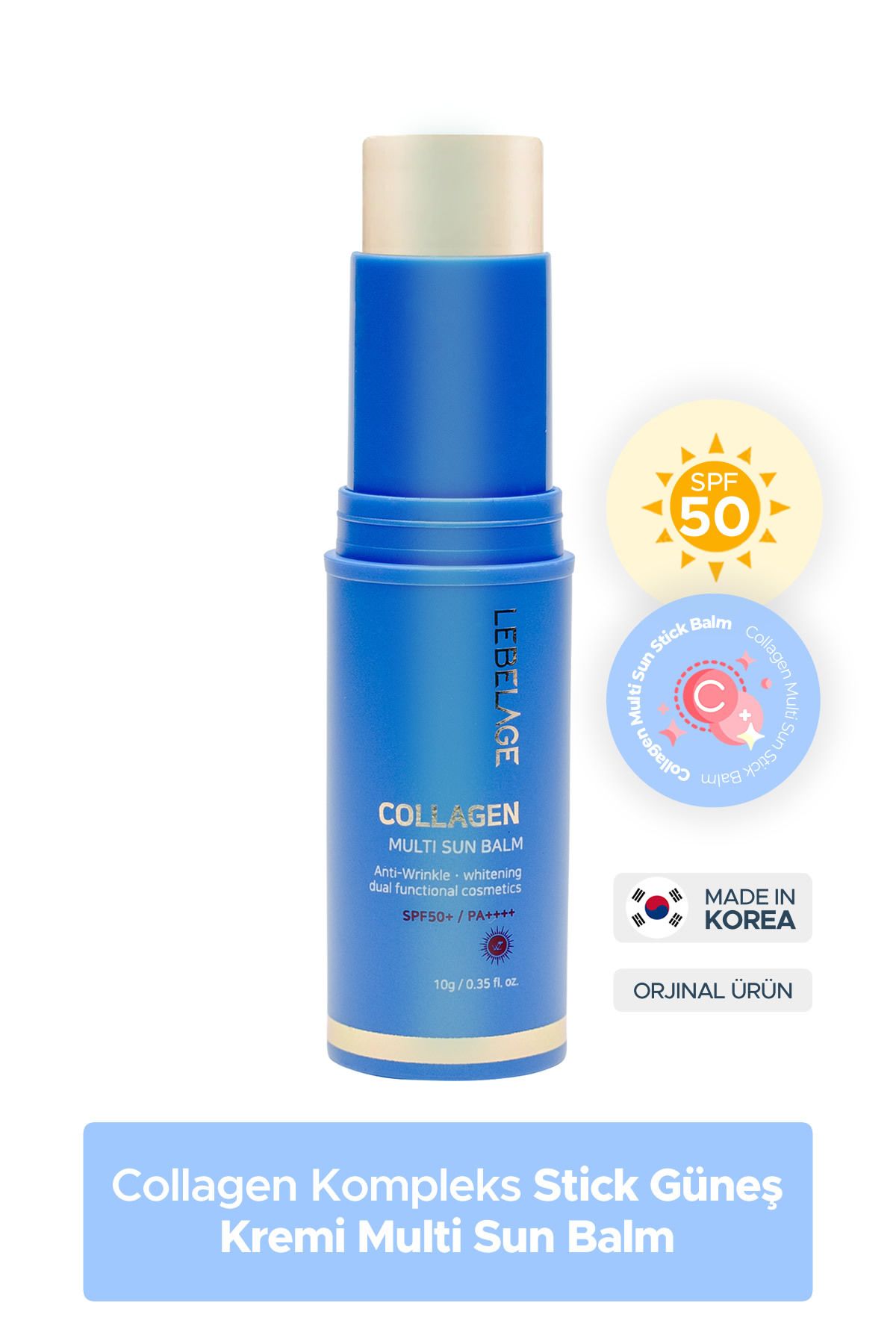 LEBELAGE-Collagen Sunscreen Sun Balm - Anti-Wrinkle Stick for Dry Skin, SPF 50/PA 1
