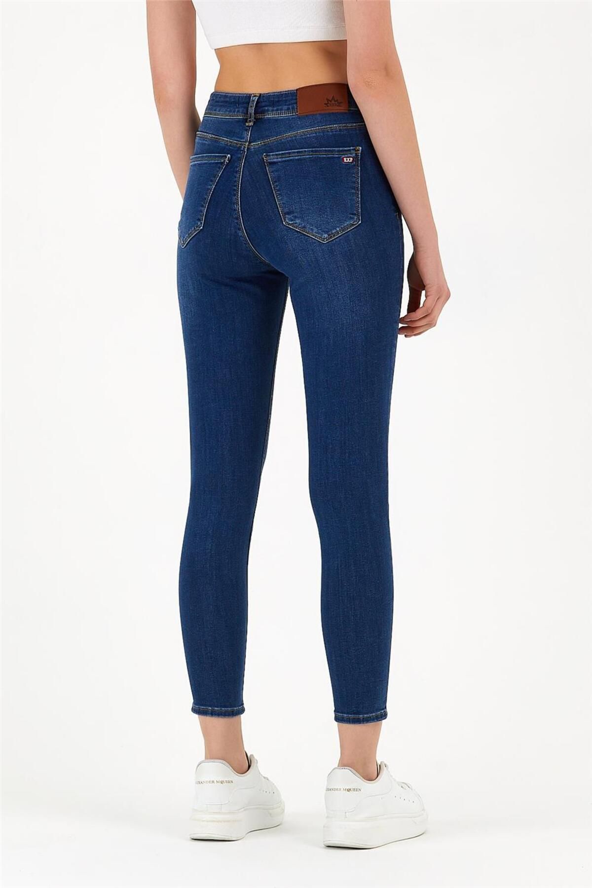 EXPLODE-- Dámske Slim Fit Jeans námornícka modrá 6