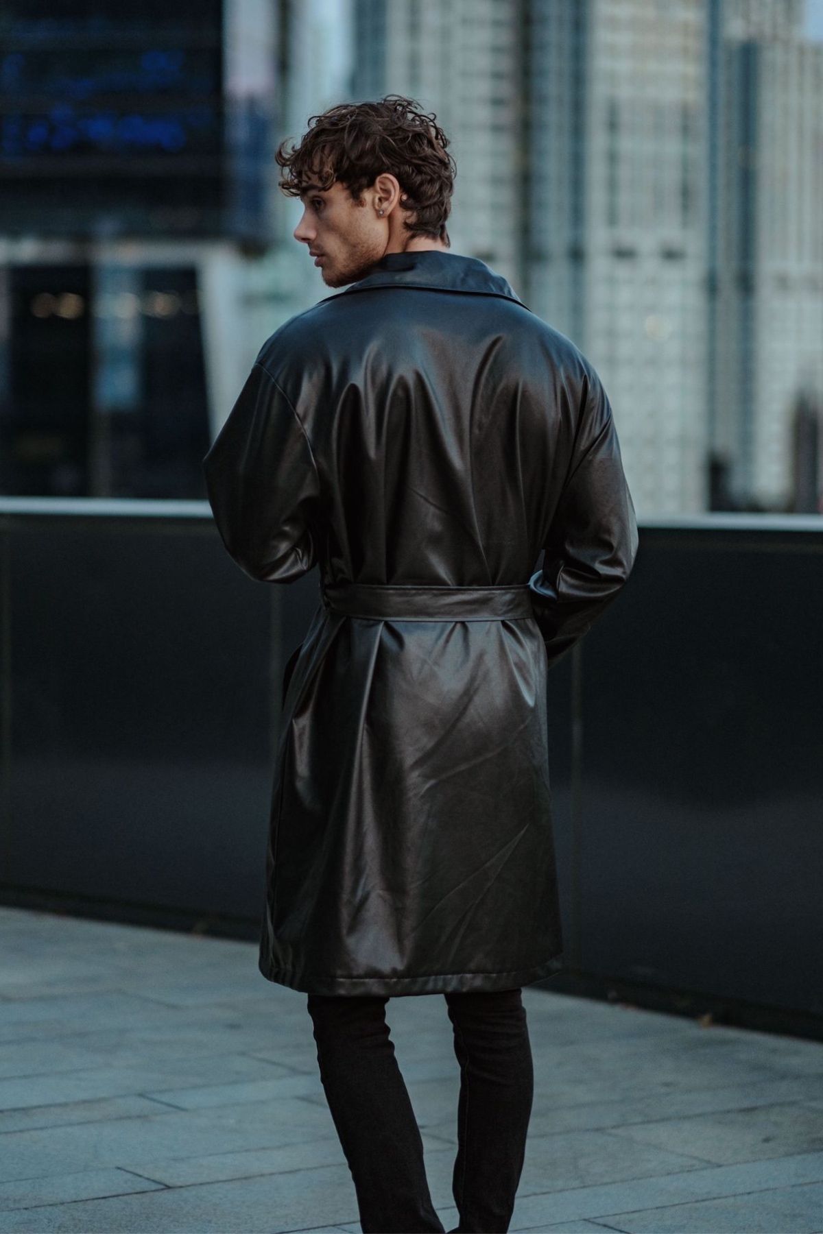 Black leather trench coat mens shop