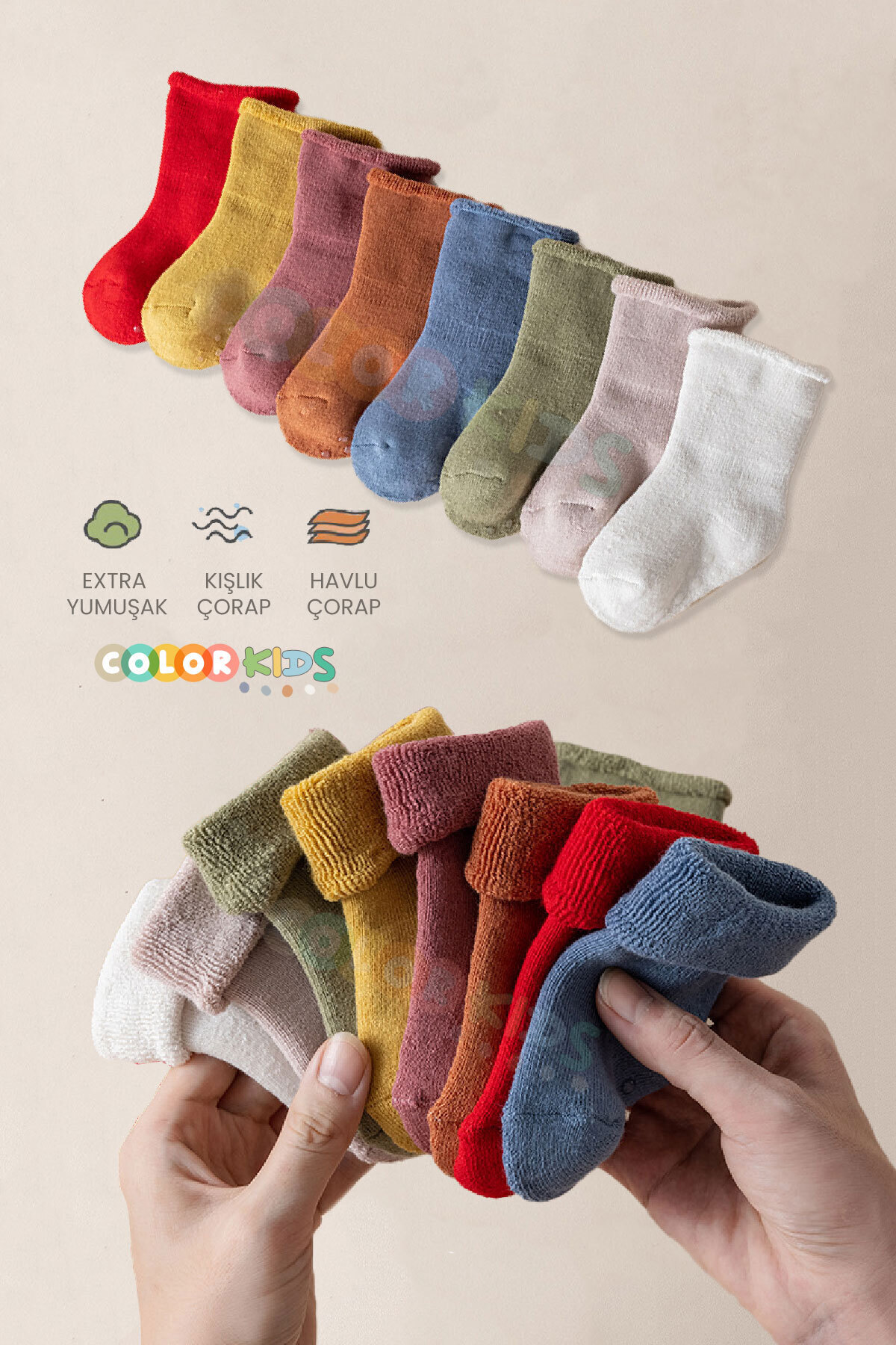 Color Socks 5'li Erkek Bebek Kışlık Havlu Çorap (ISI EMİCİ) fotoğrafı 4 (önizleme)