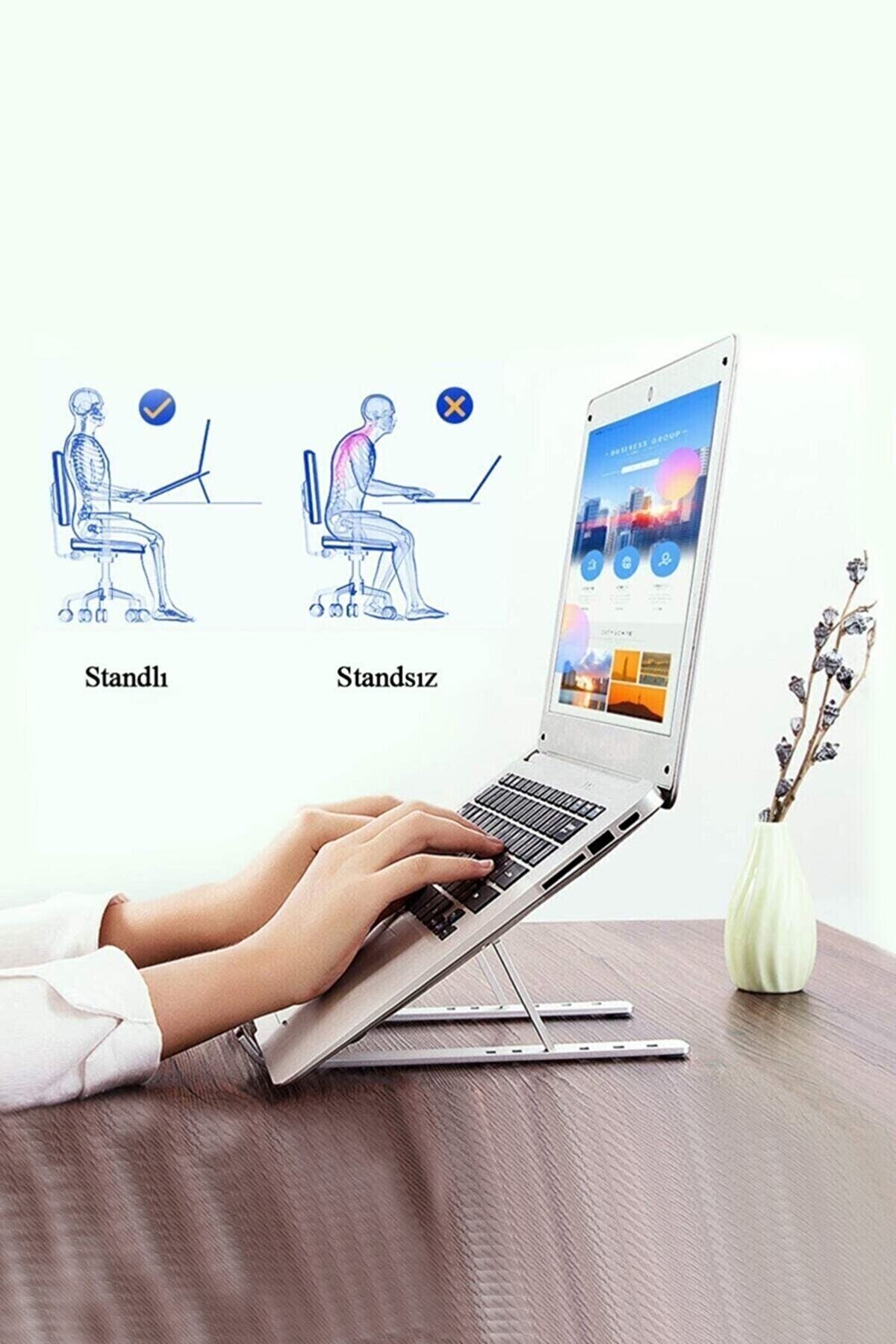Alüminyum Notebook Stand Manyetik Katlanabilir Ayarlı Dizüstü Laptop Tablet Standı 7