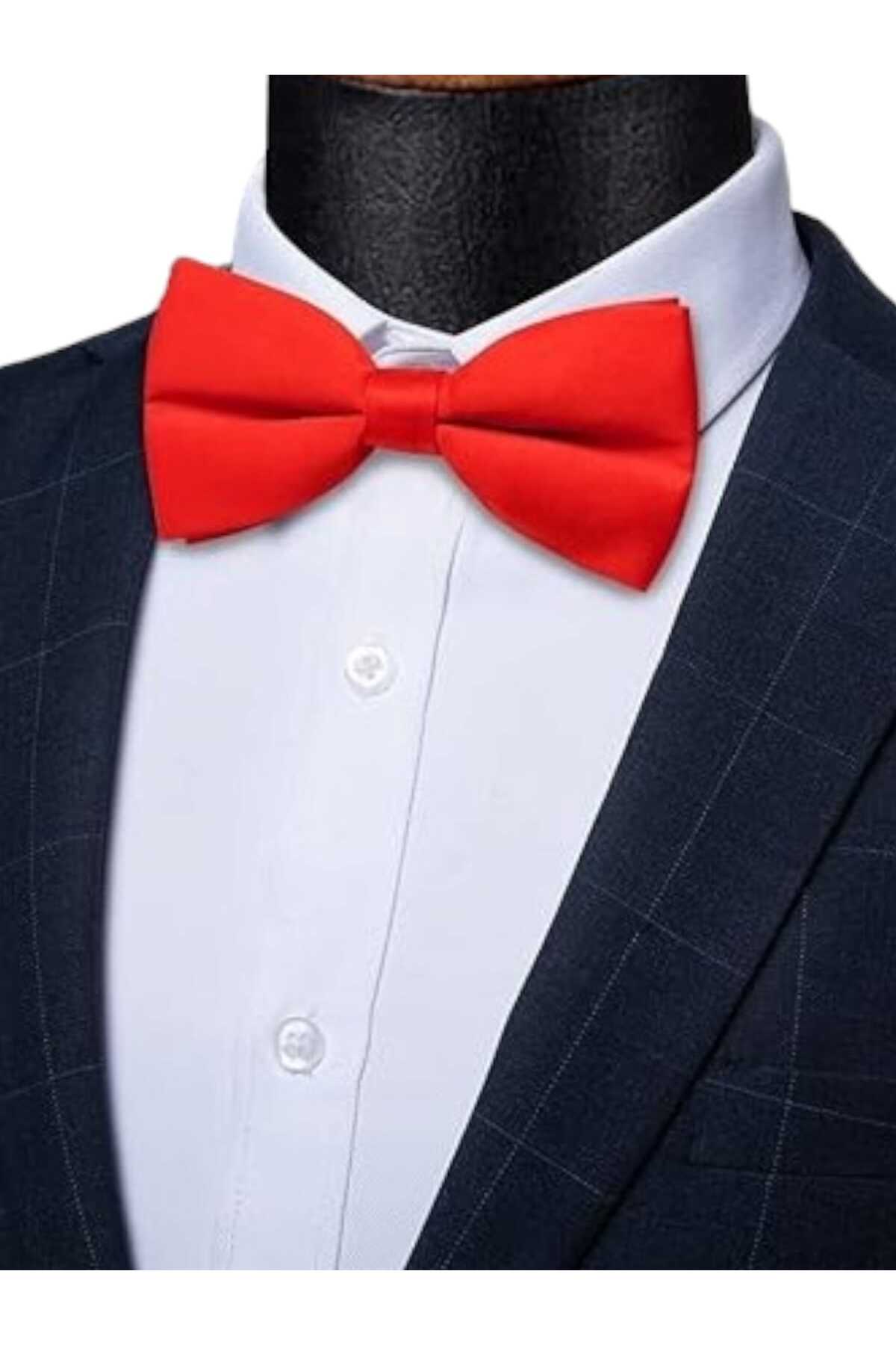 Trenderrs Erkek Düz Renk Saten Papyon görsel 5