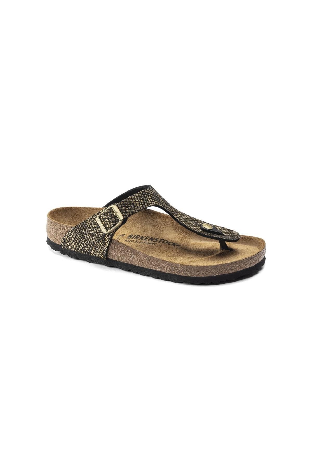 دمپایی زنانه Gizeh MF مدل 1018464، طرح پایتون براق مشکی بیرکن استاک دمپایی Birkenstock