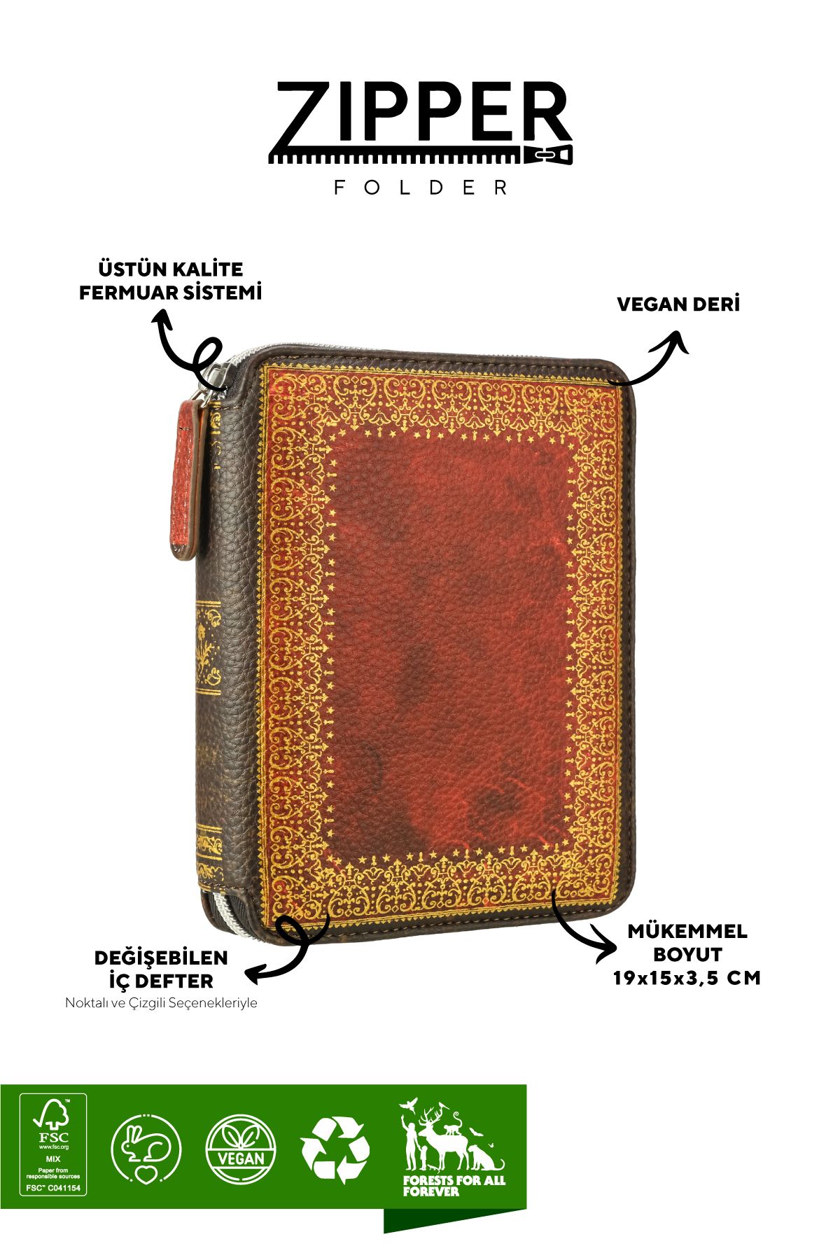 Victoria's Journals-Zipper Folder Organizer Notebook A6 Lined 3