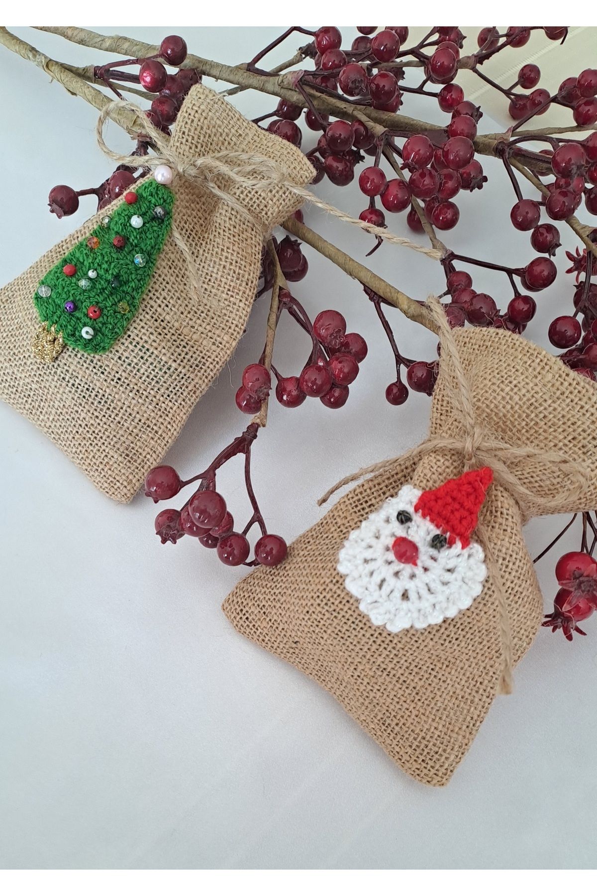 SOUL BY A&B-Christmas Jute Pouch Christmas Tree Santa Claus Figured Christmas New Year Socks Pouch Gift Pouch 3