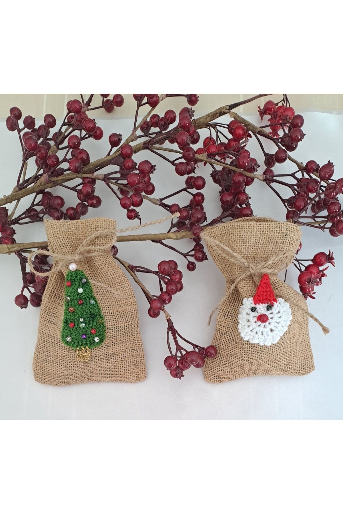 SOUL BY A&B-Christmas Jute Pouch Christmas Tree Santa Claus Figured Christmas New Year Socks Pouch Gift Pouch 5
