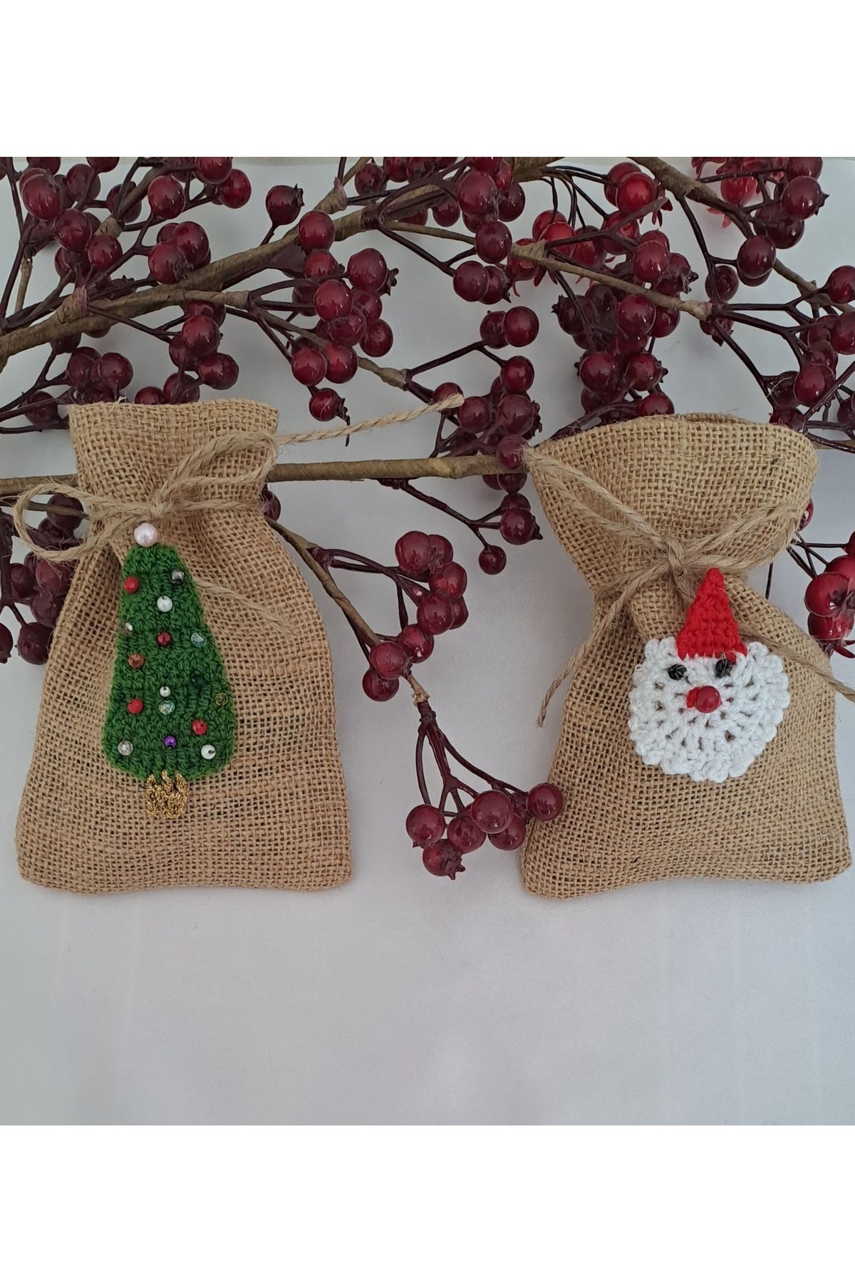 SOUL BY A&B-Christmas Jute Pouch Christmas Tree Santa Claus Figured Christmas New Year Socks Pouch Gift Pouch 1