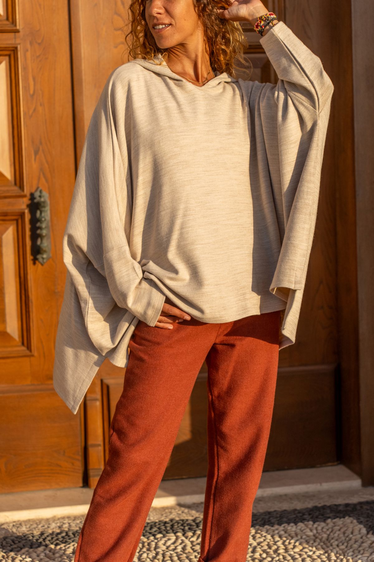 Beige poncho sweater store