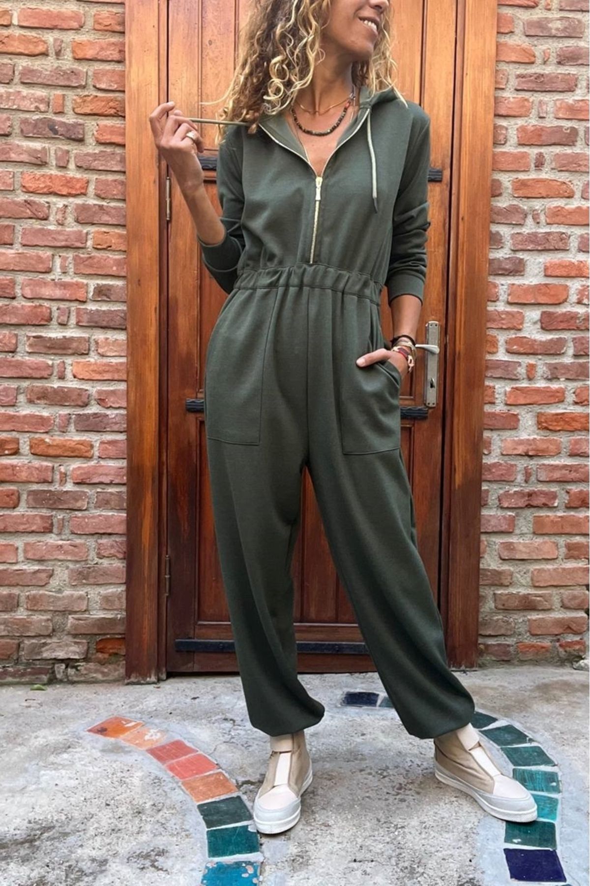 Olive green sale jump suit