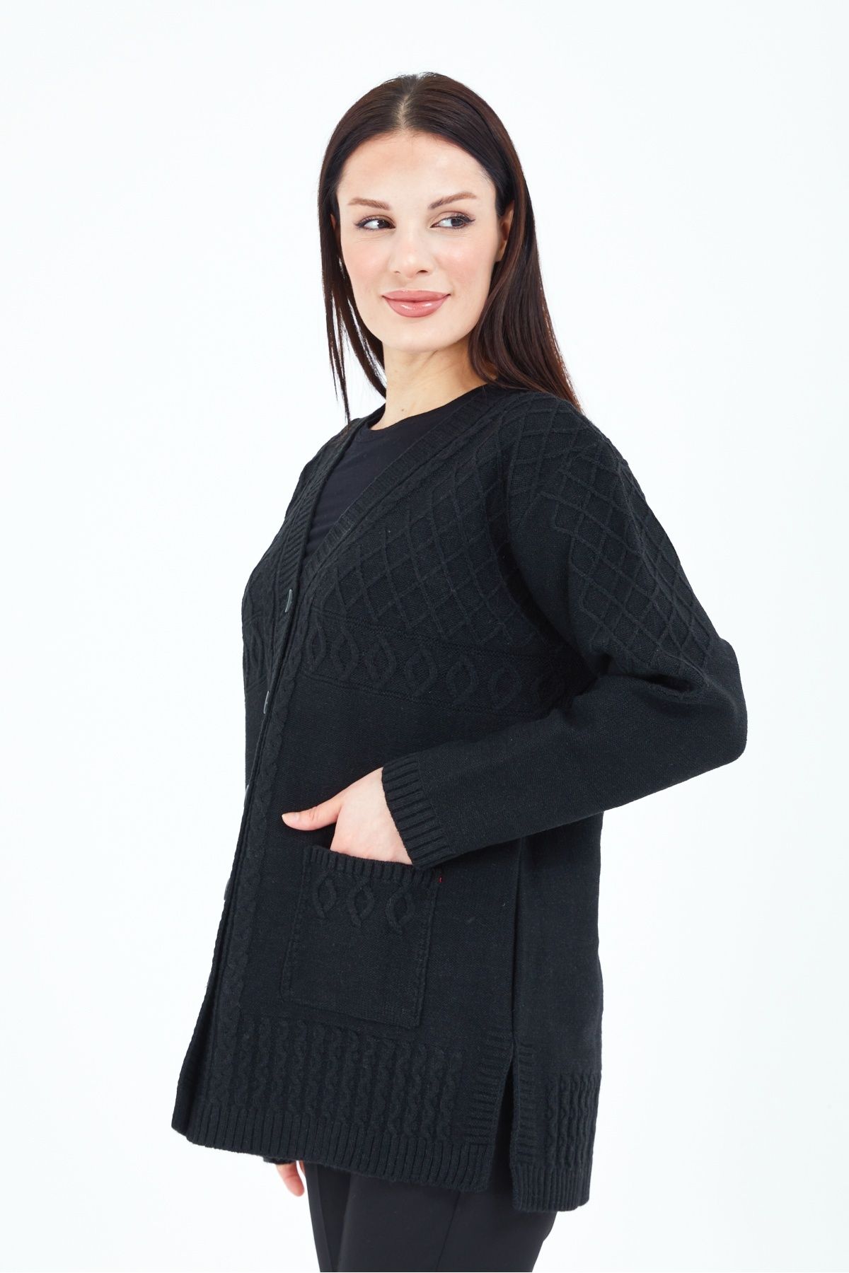 Cos textured knit cardigan top