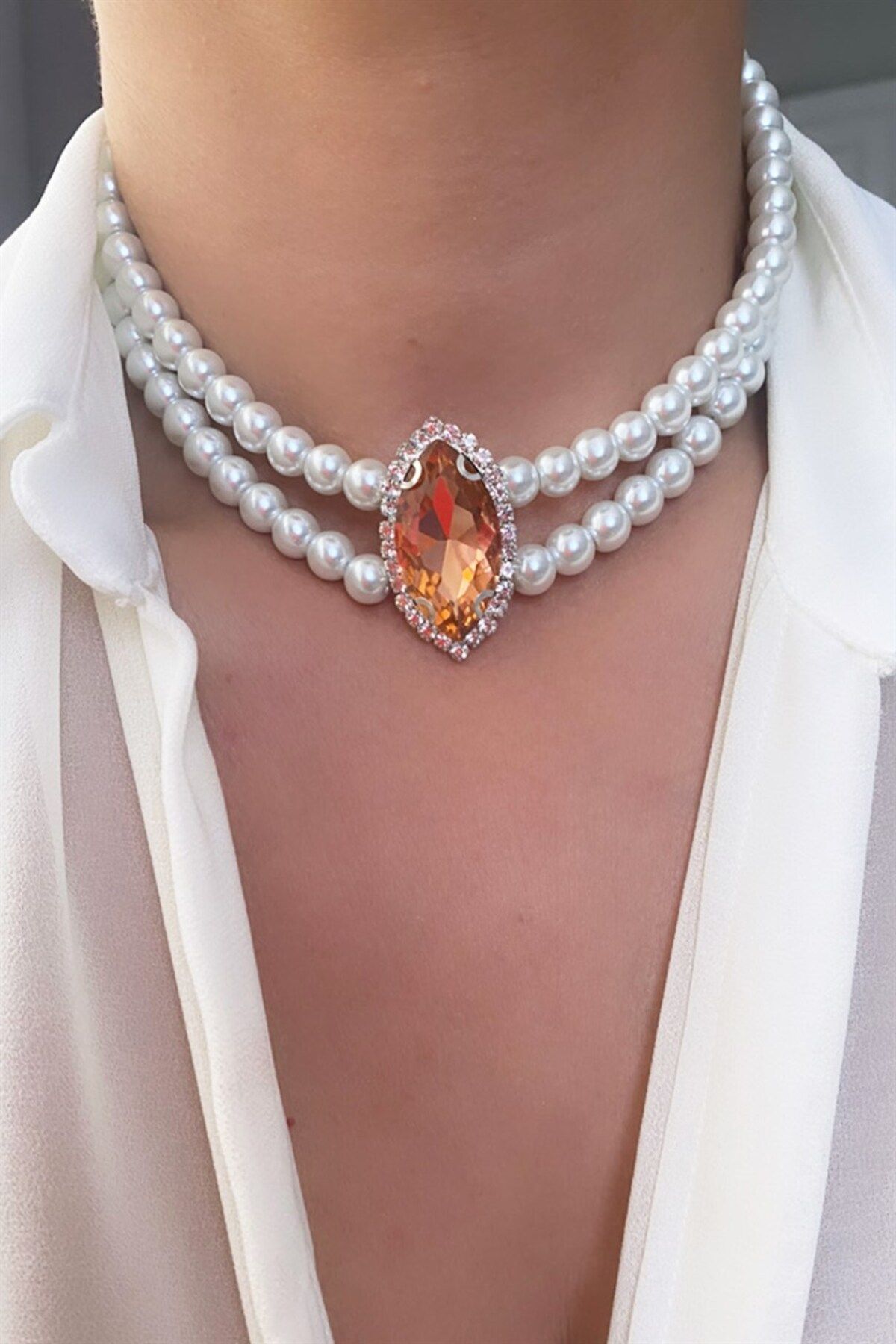Orange clearance pearl necklace