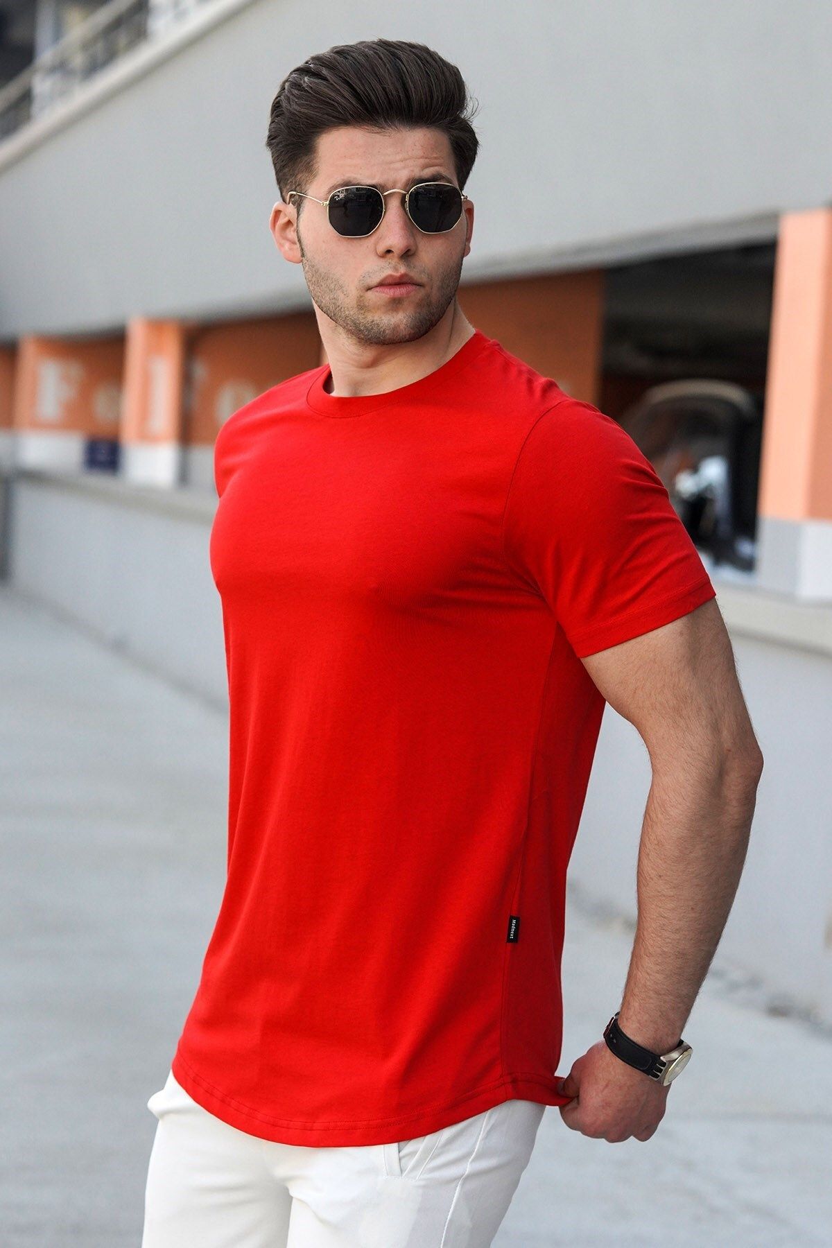 تی شرت مردانه قرمز نارنجی مدمکست Madmext (برند ترکیه)