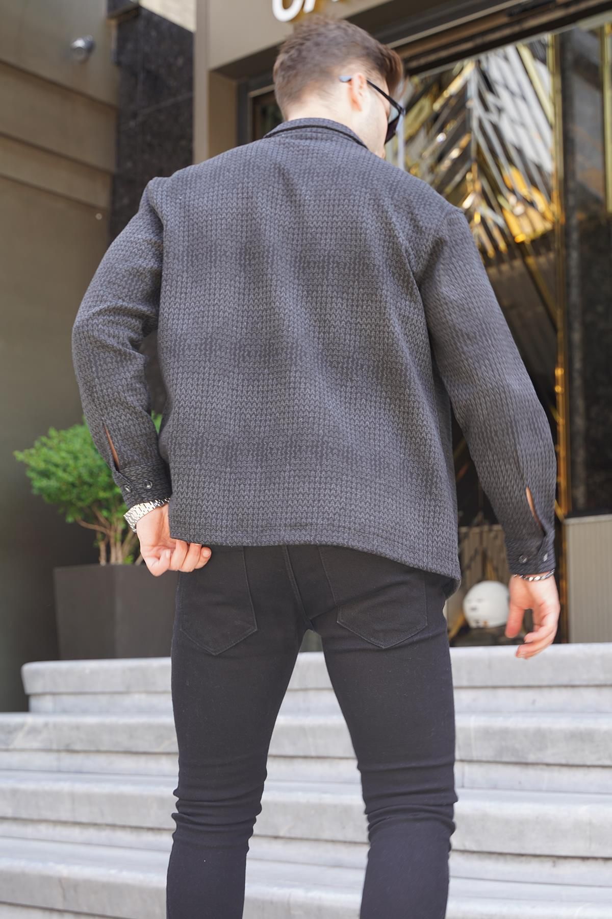 پیراهن چوب بری مردانه طرح آنتراسیت 6711 Madmext