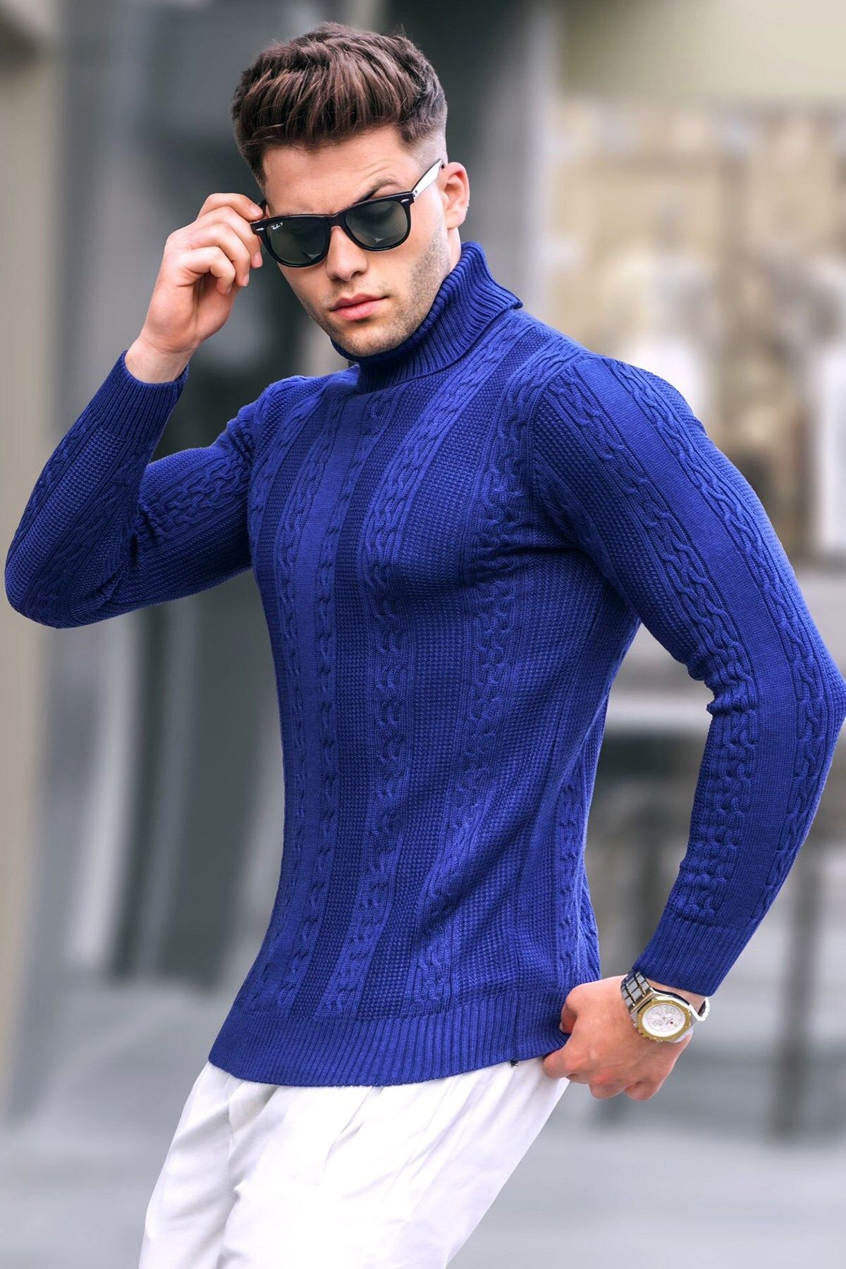 Royal blue turtleneck best sale mens