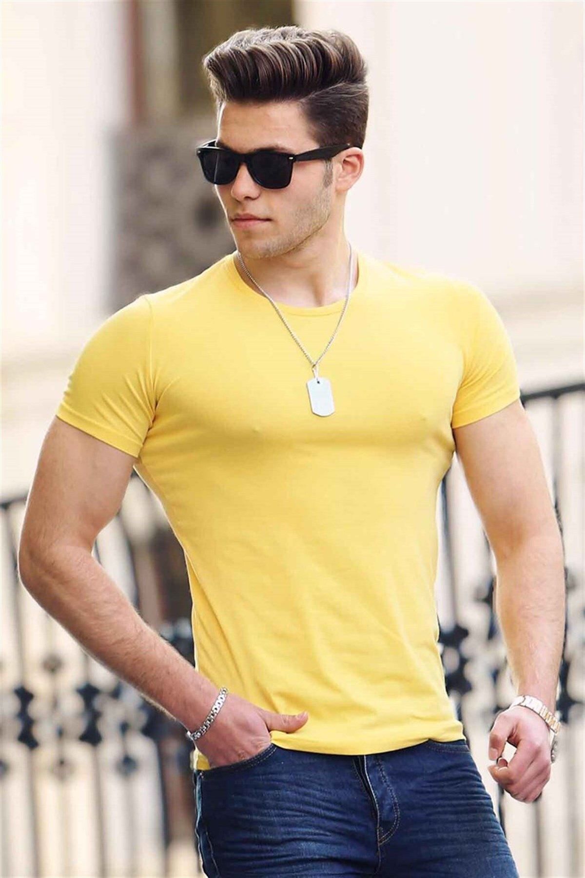 Madmext تی شرت مردانه یقه زرد 4552