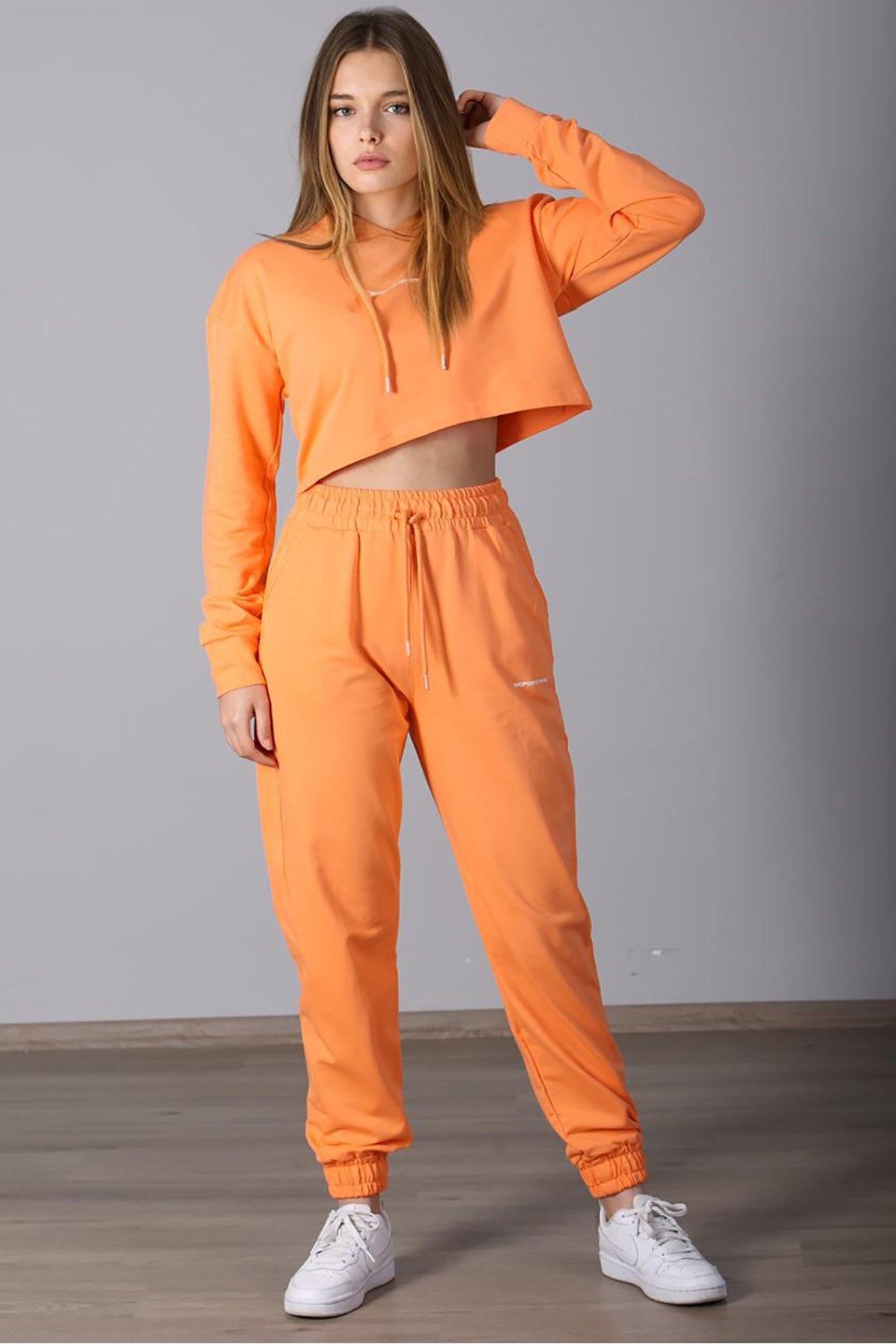 Madmext ست لباس ورزشی زنانه کلاه دار نارنجی Mad Girls MG465-5