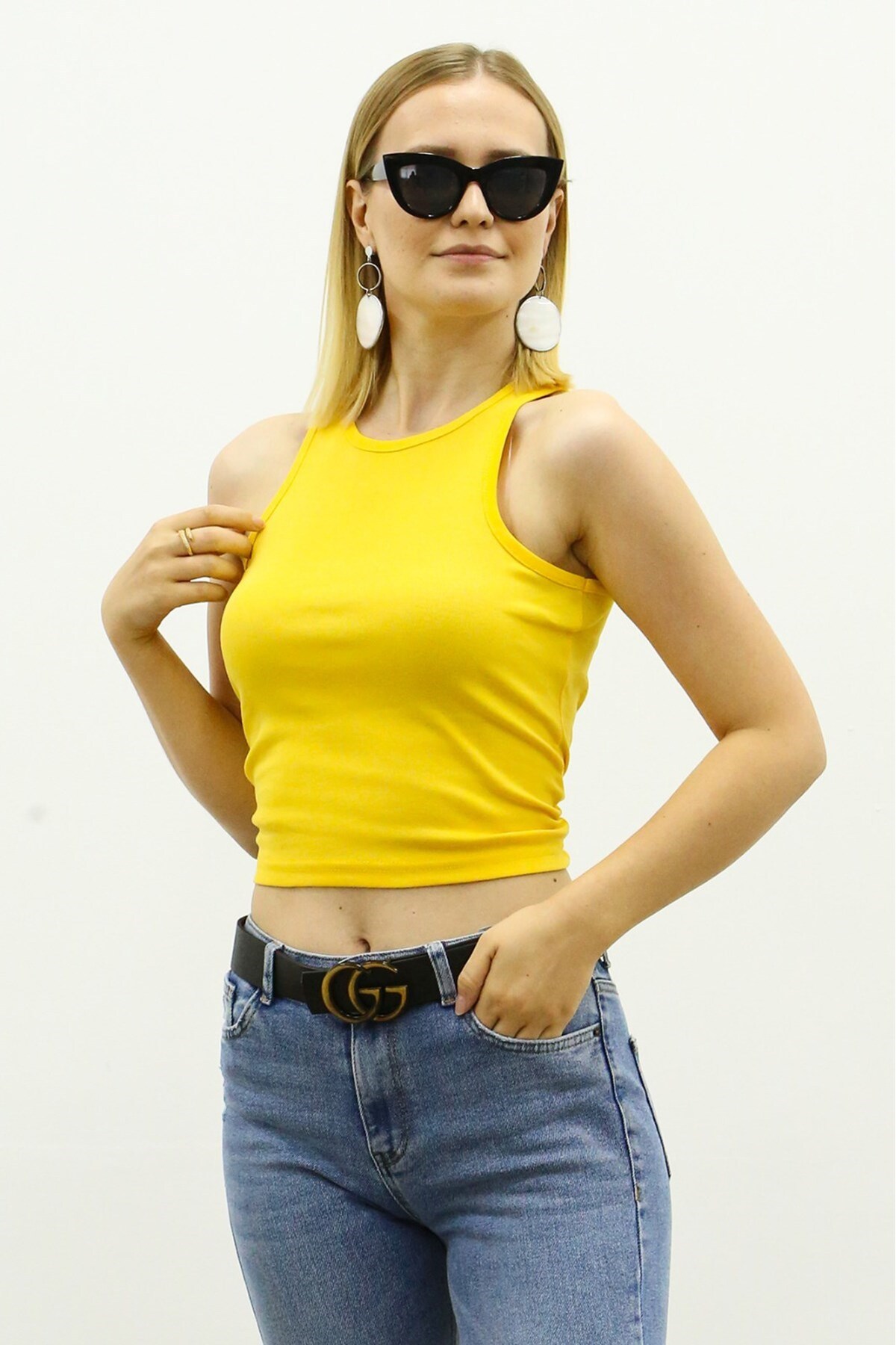 Madmext تاپ کراپ زرد دخترانه دیوانه MG361