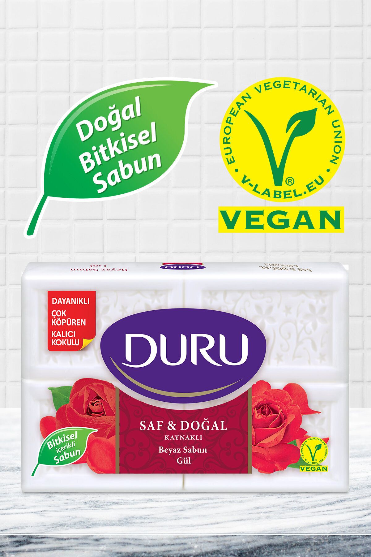 صابون سفید رز 16 تکه خالص و منبع طبیعی 4x600 گرم Duru