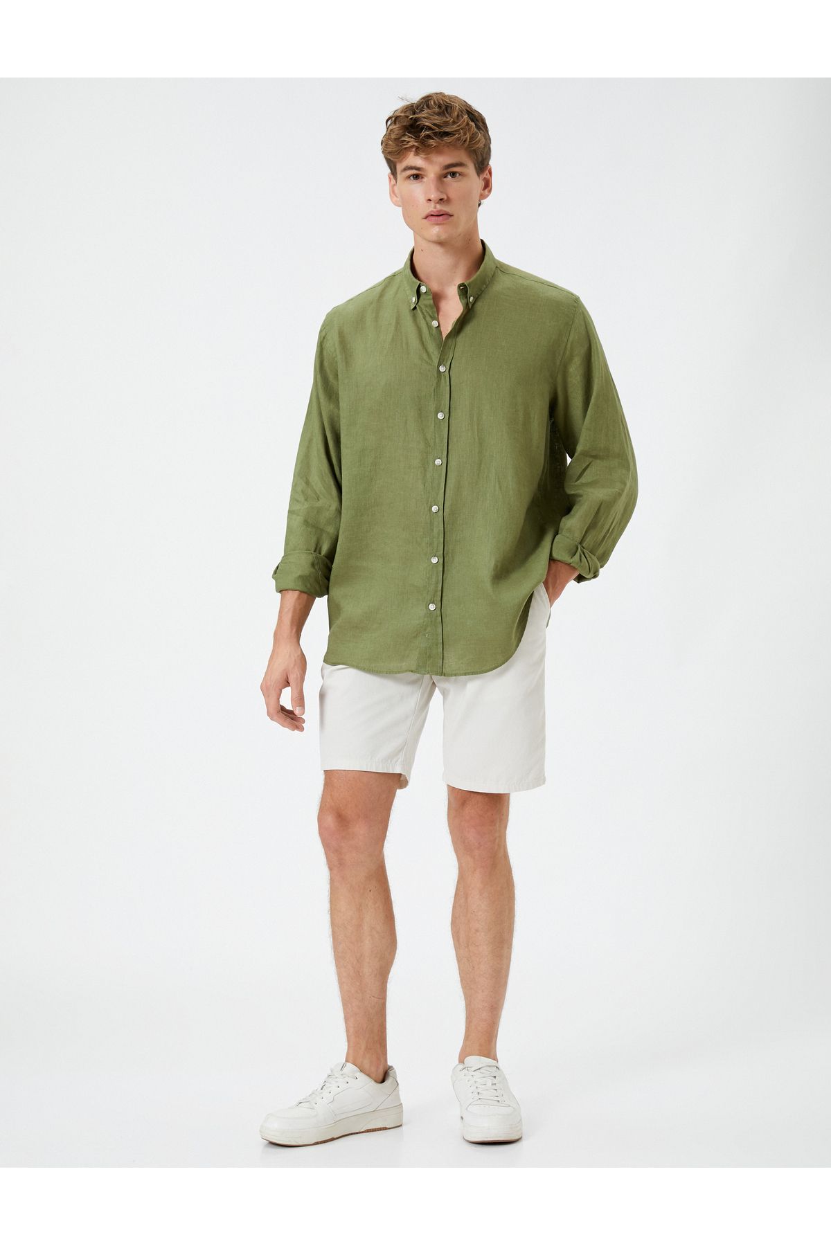 Long sleeve shirt with khaki shorts store