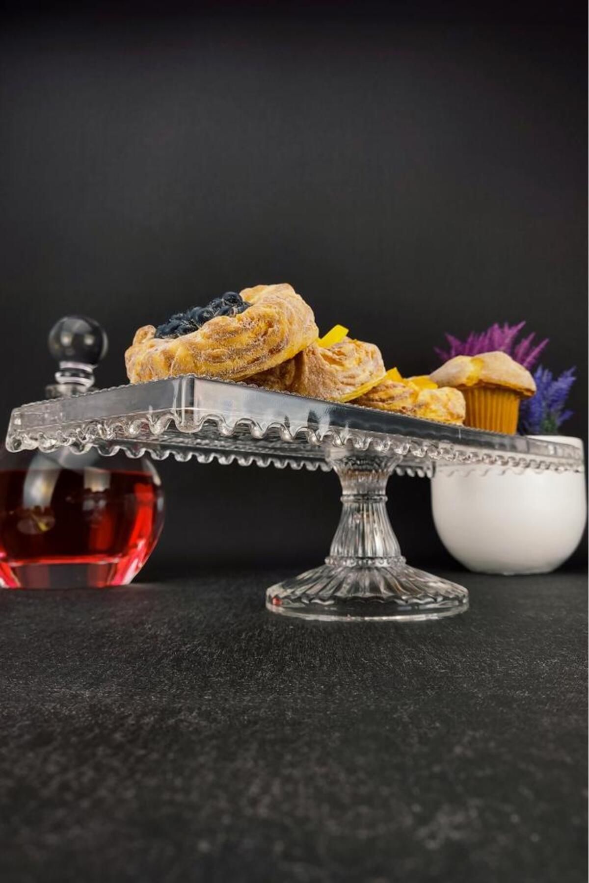 Digithome-Glass Cake and Cake Presentation Stand Rectangular 39.5 Cm - Fl.ıfd.050 C1-1-288 3