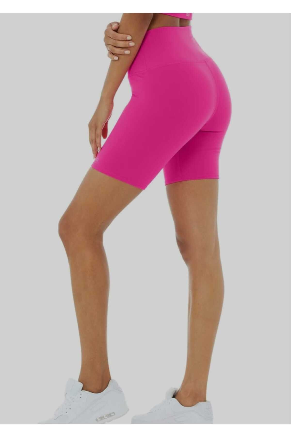Pink high waisted bike shorts sale