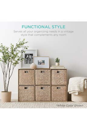 LİLLA HOME Hasır Doğal Deniz Sazı Rattan Bambu Katlanır Sepet Kutu 30x30x30