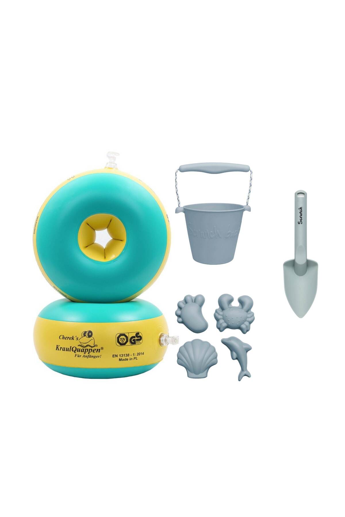 Starfish (Bucket,Shovel,Sand Mould  and Swimming Sleeve Set  - Blue)