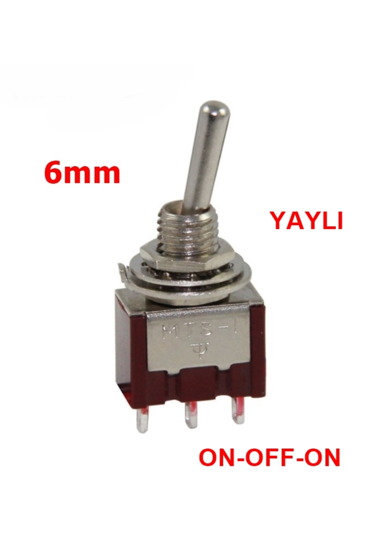 Maroces Mr-143 Toggle Swıtch (ON)-off-(ON) 3 Bacaklı (MTS-123) Yaylı A Kalite (KIRMIZI)