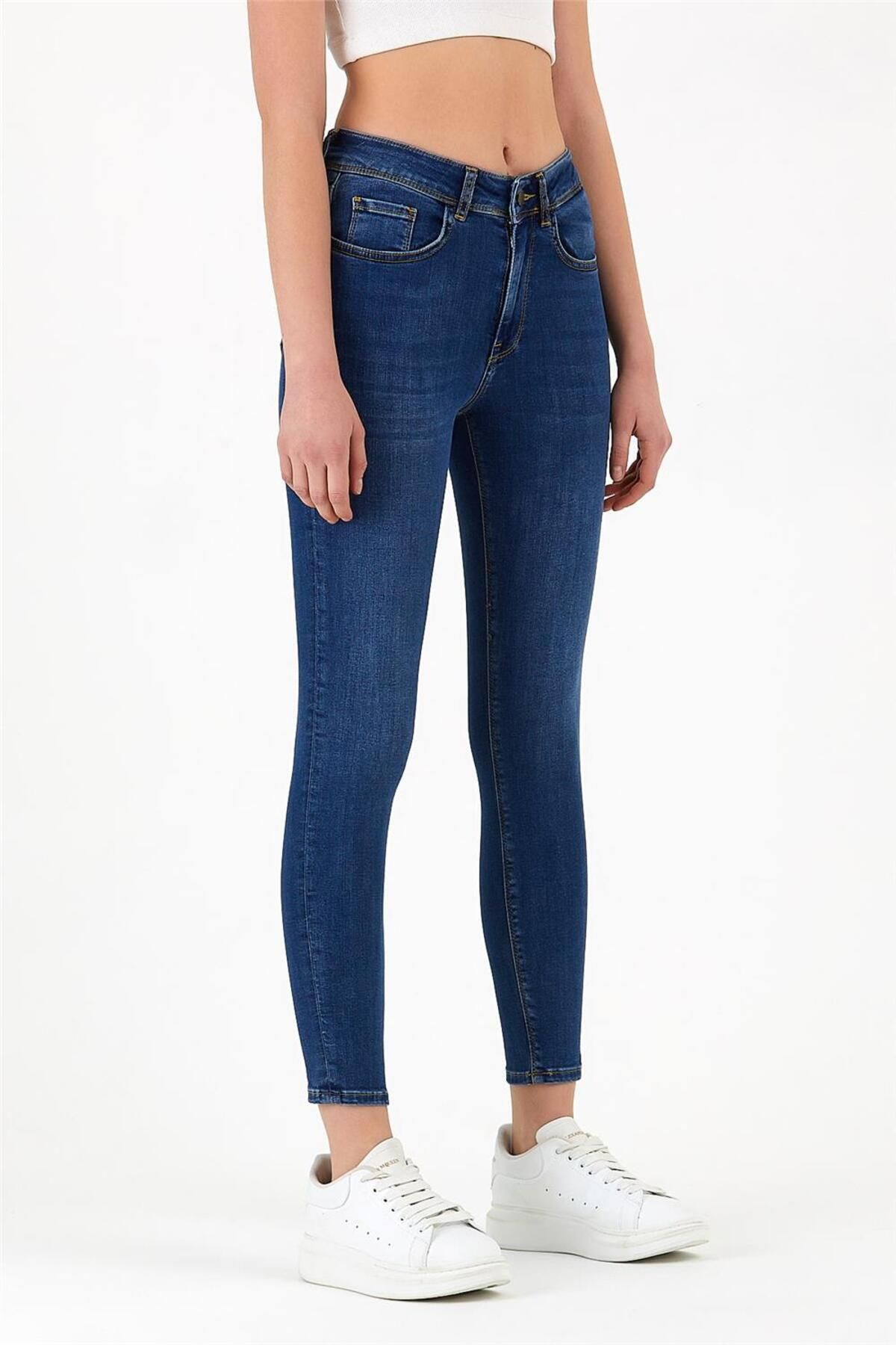 EXPLODE-- Dámske Slim Fit Jeans námornícka modrá 3