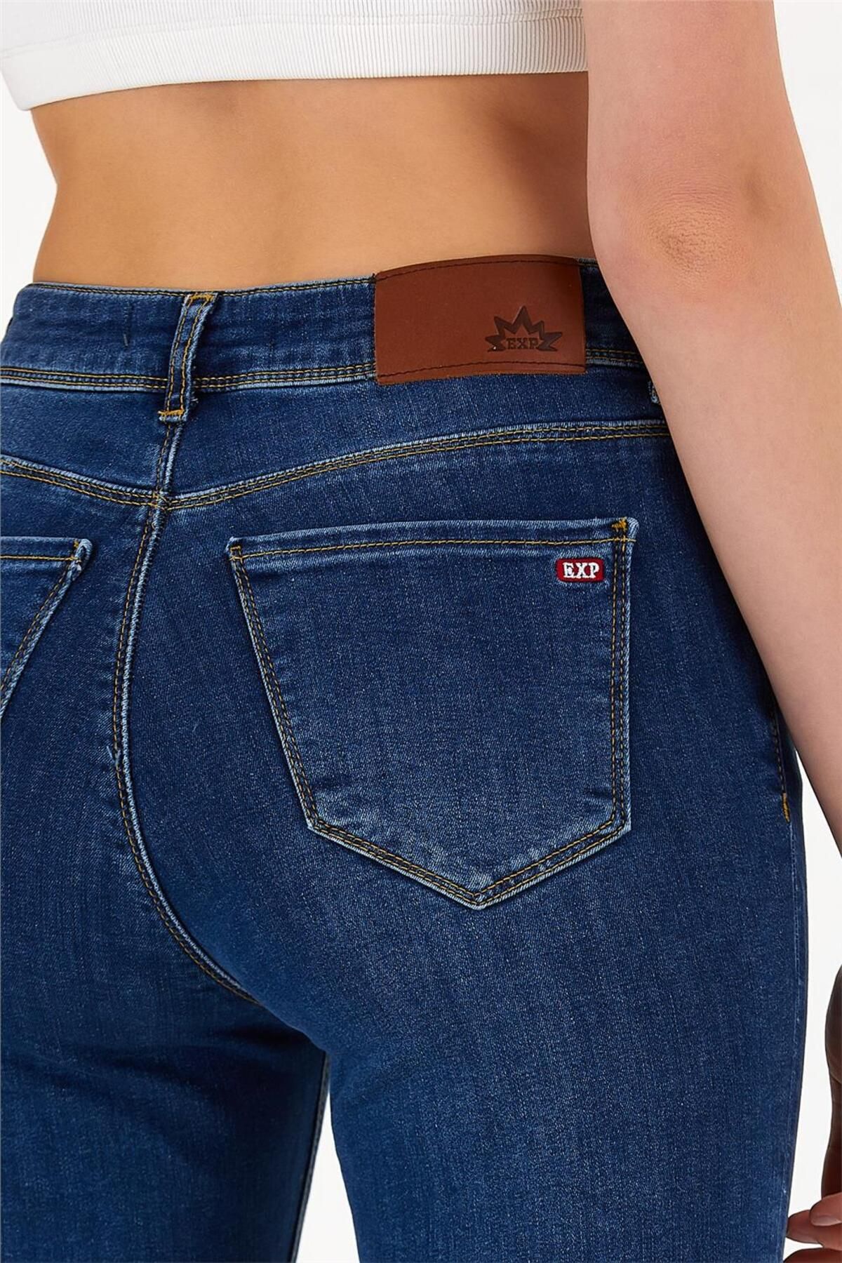 EXPLODE-- Dámske Slim Fit Jeans námornícka modrá 5
