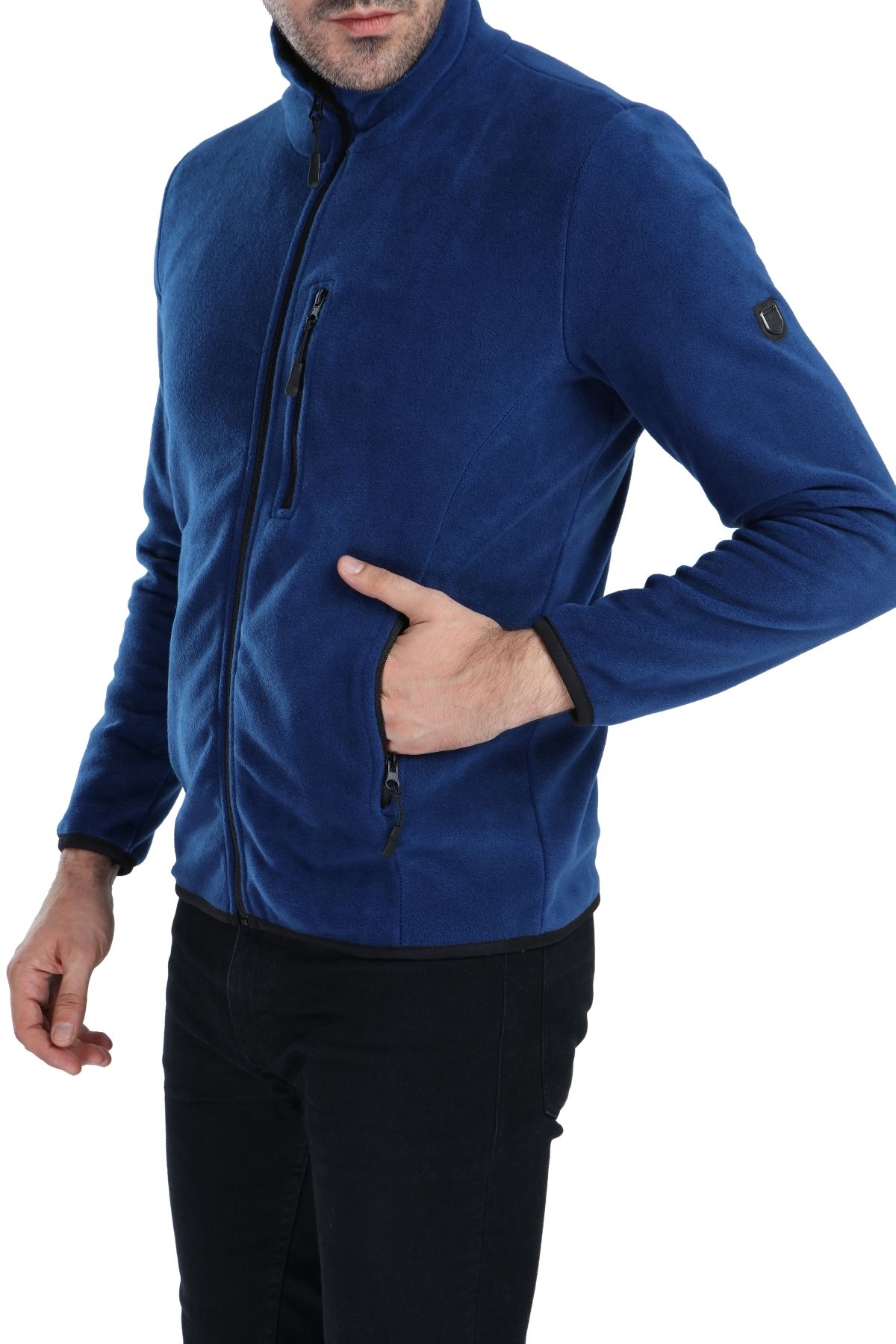 GHASSY CO.-Men's Blue Full Zipper Fleece Jacket 3