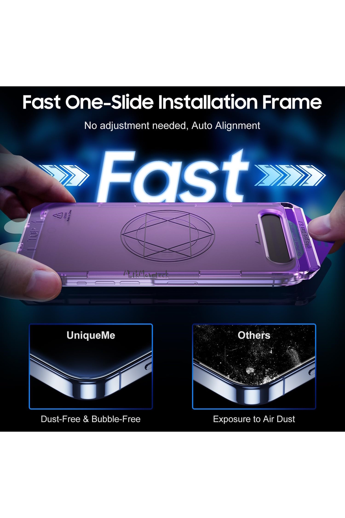 İphone 15 Pro Max Ekran Koruyucu Hayalet Cam Otomatik Kolay Kurulum Aparatlı Ekran Camı Fit-Easy 2