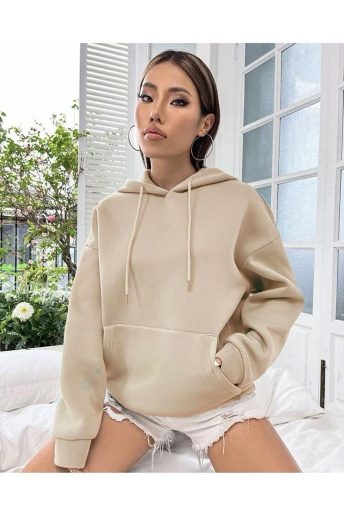 Combineman35 Жіночий кремовий світшот з капюшоном і написом «Love Yourself»