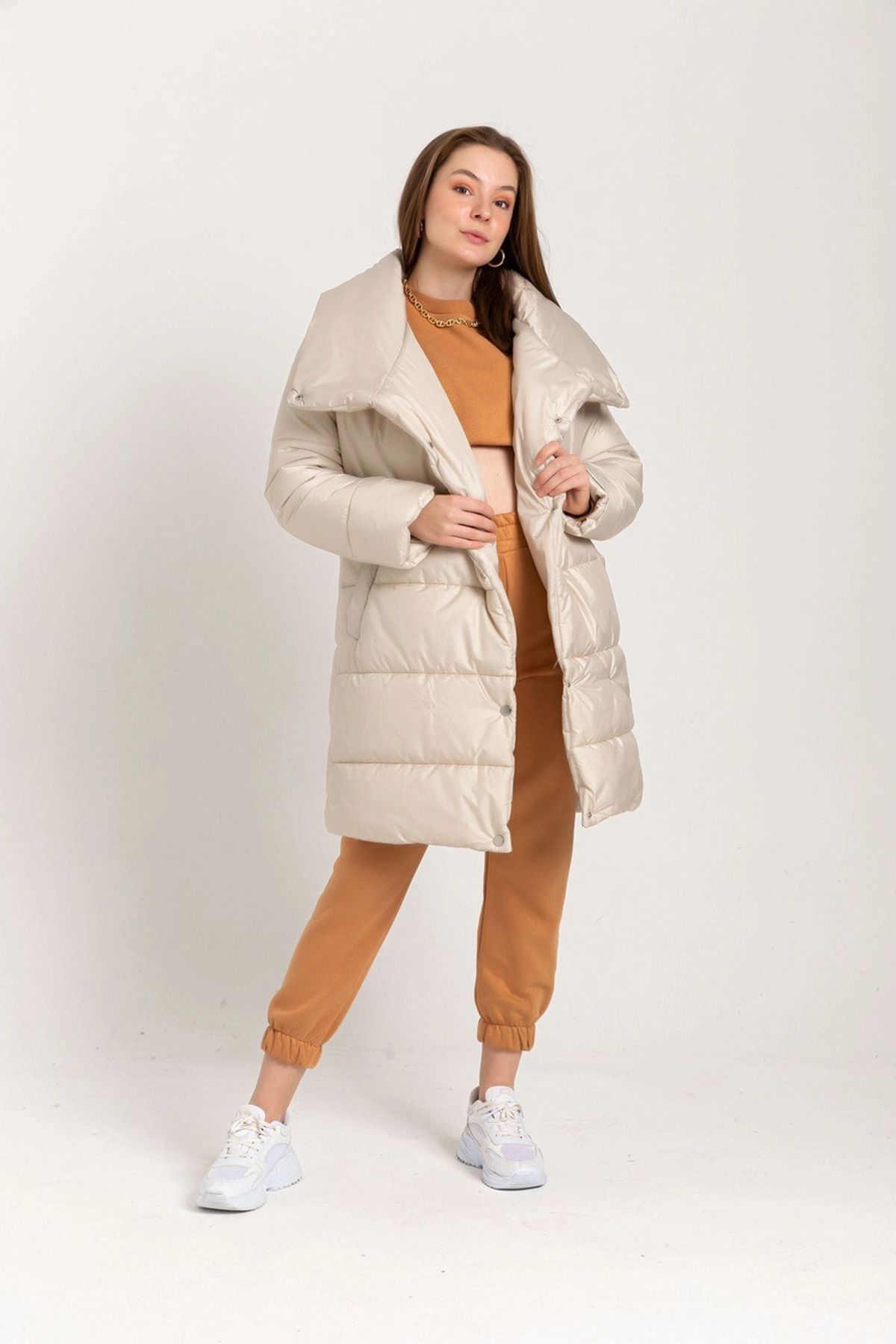 REKA MODA Women s Coat Made of Quilted Fabric Loose Fit Shawl
