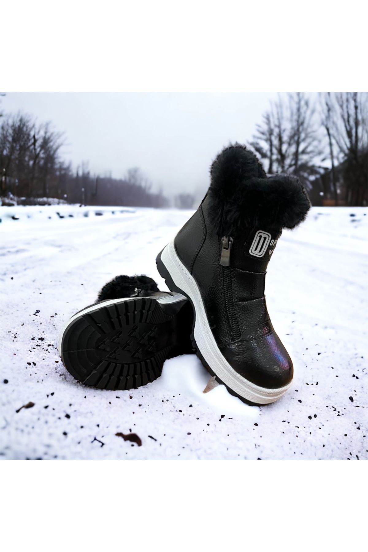 P NKBLUEK DSS Girl s Black Skin Non Slip Sole Lightweight Boots