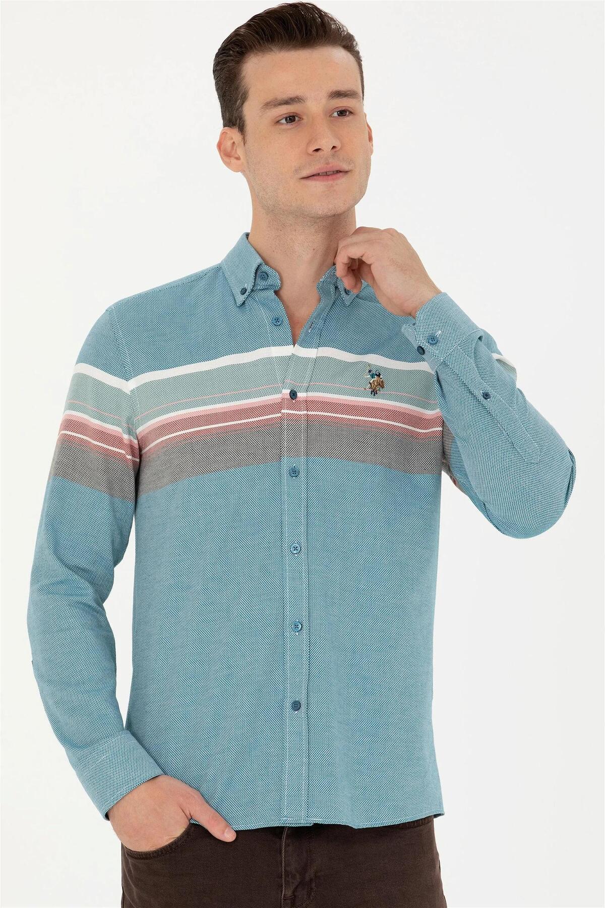 یو اس پولو پیراهن آستین بلند مردانه بنزینی ELIFSU BUTIKHOME