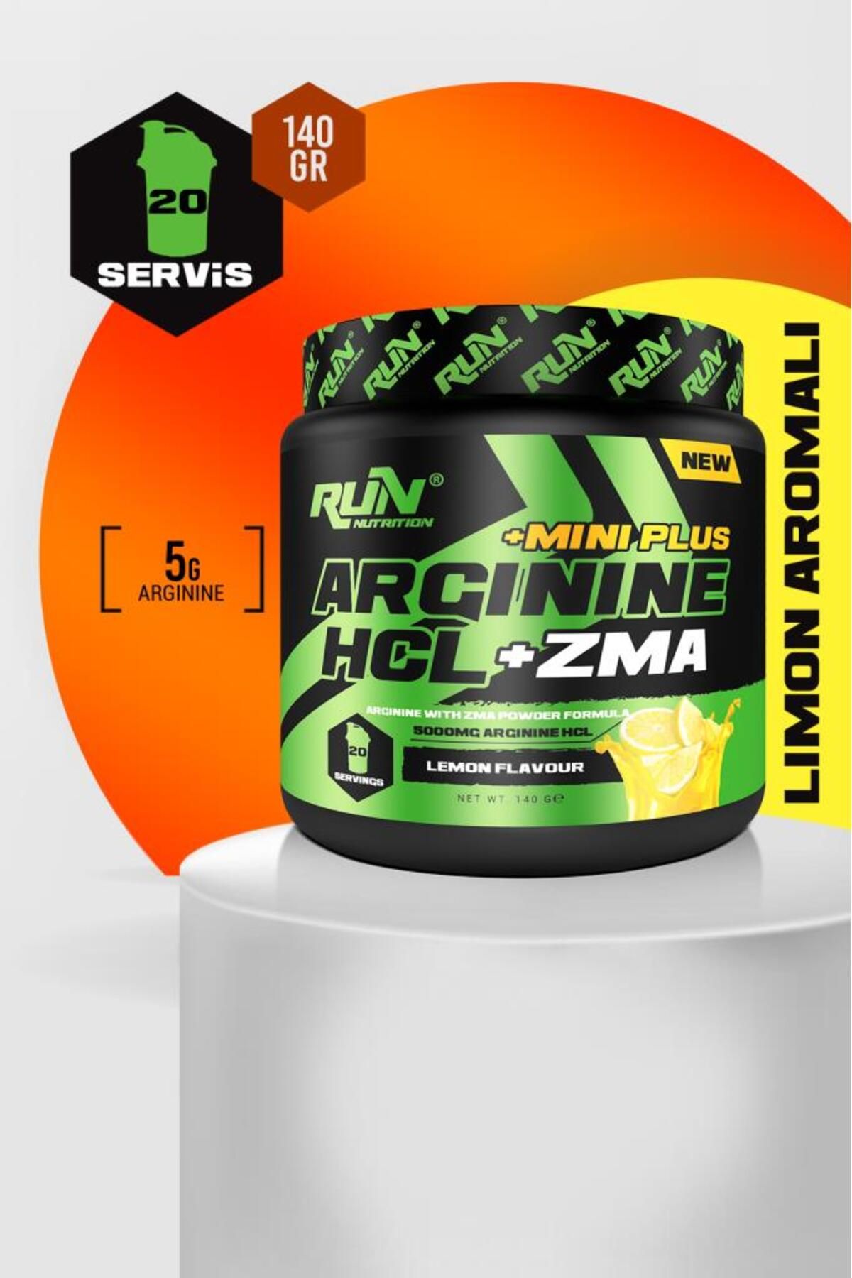 Run Nutrition Arginine Hcl Zma Mini Plus - 140g - 20 Servis - Limon Aromalı