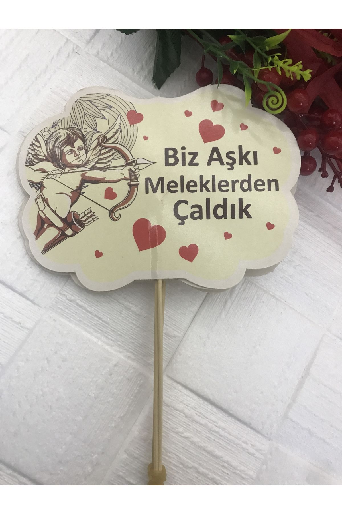 Deniz Party Store Biz Aşkı Meleklerden Çaldık ... Temalı Konuşma Balonu 5 adet