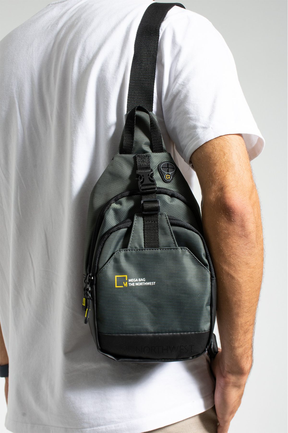 KASVA DERİ Unisex Linen Fabric Waterproof Bag, Cross Strap Shoulder And Chest  Bag, Body Bag, Black